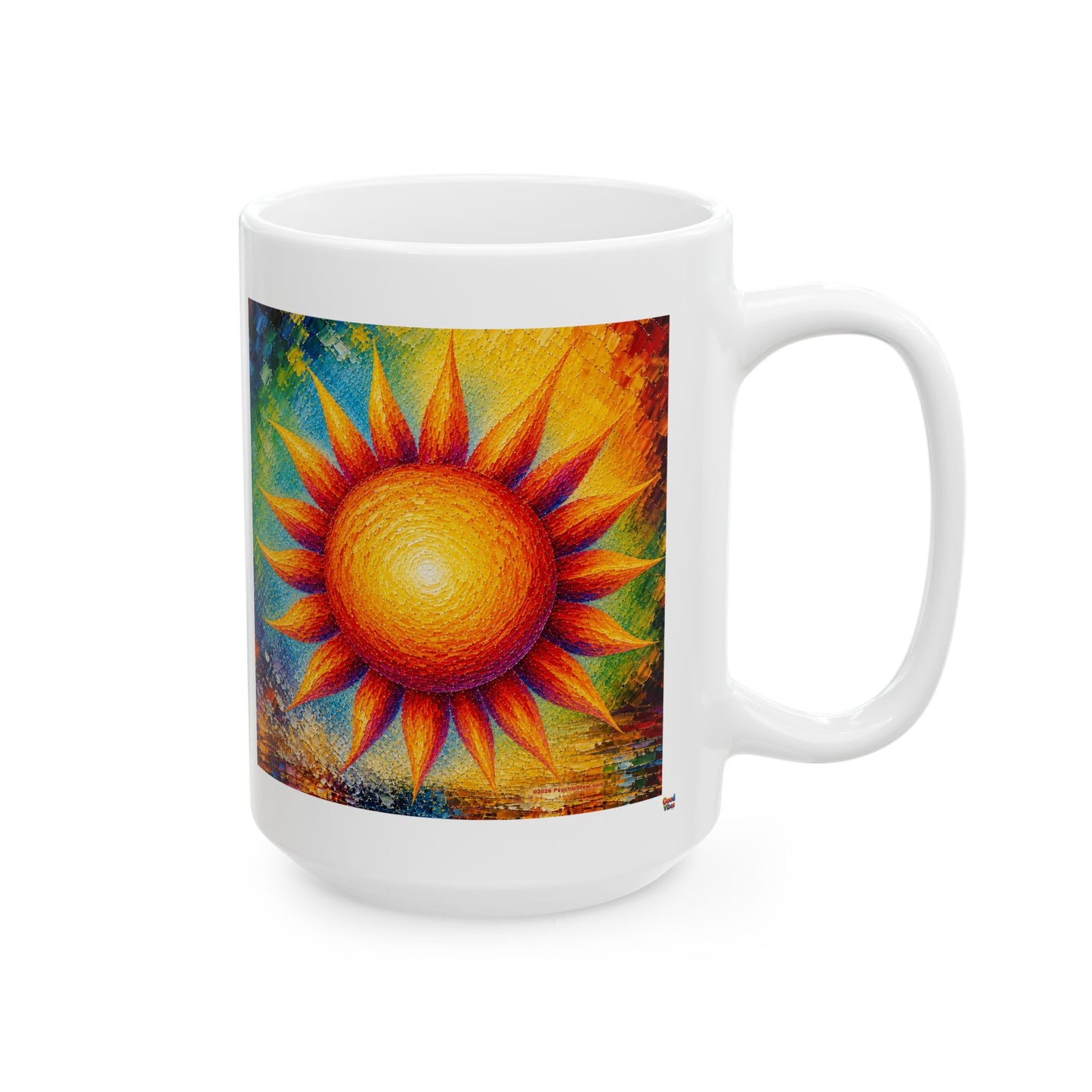 Good Vibes Painted Sun Mug | Ceramic Coffee Mug 11oz. | 15oz.