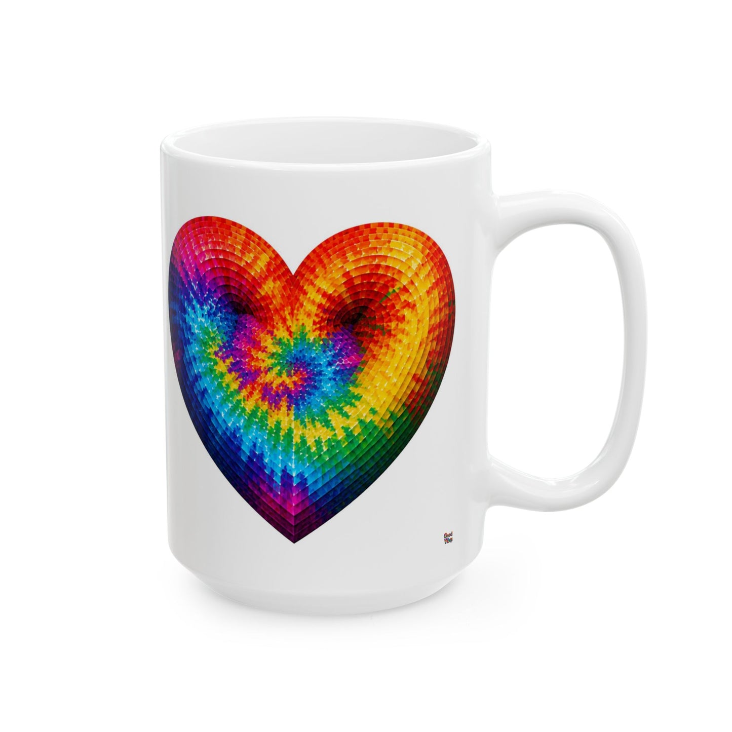 Good Vibes Tie-Dye Heart Mug | Ceramic Coffee Mug 11oz. | 15oz.