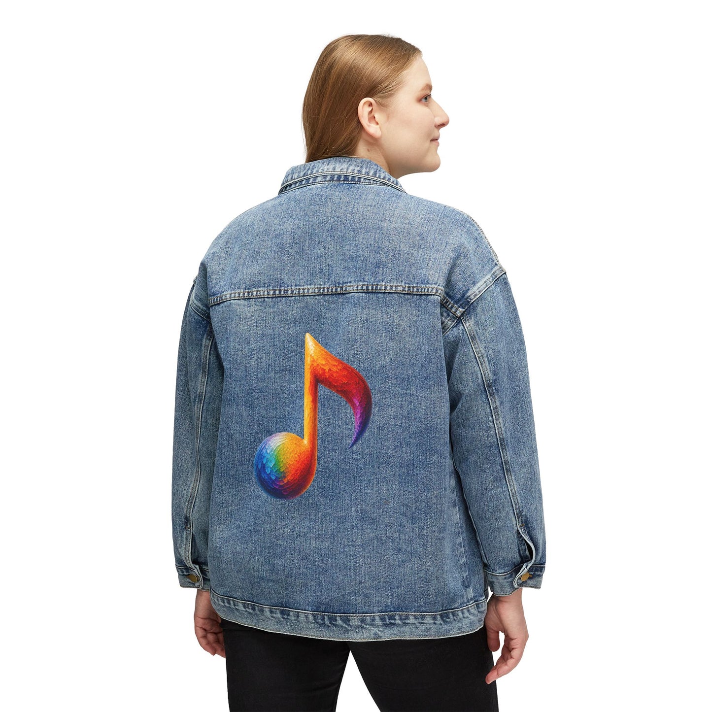 Women's Original Oversized Denim Jacket with Painted Note Back Graphic | Psychic Stew
