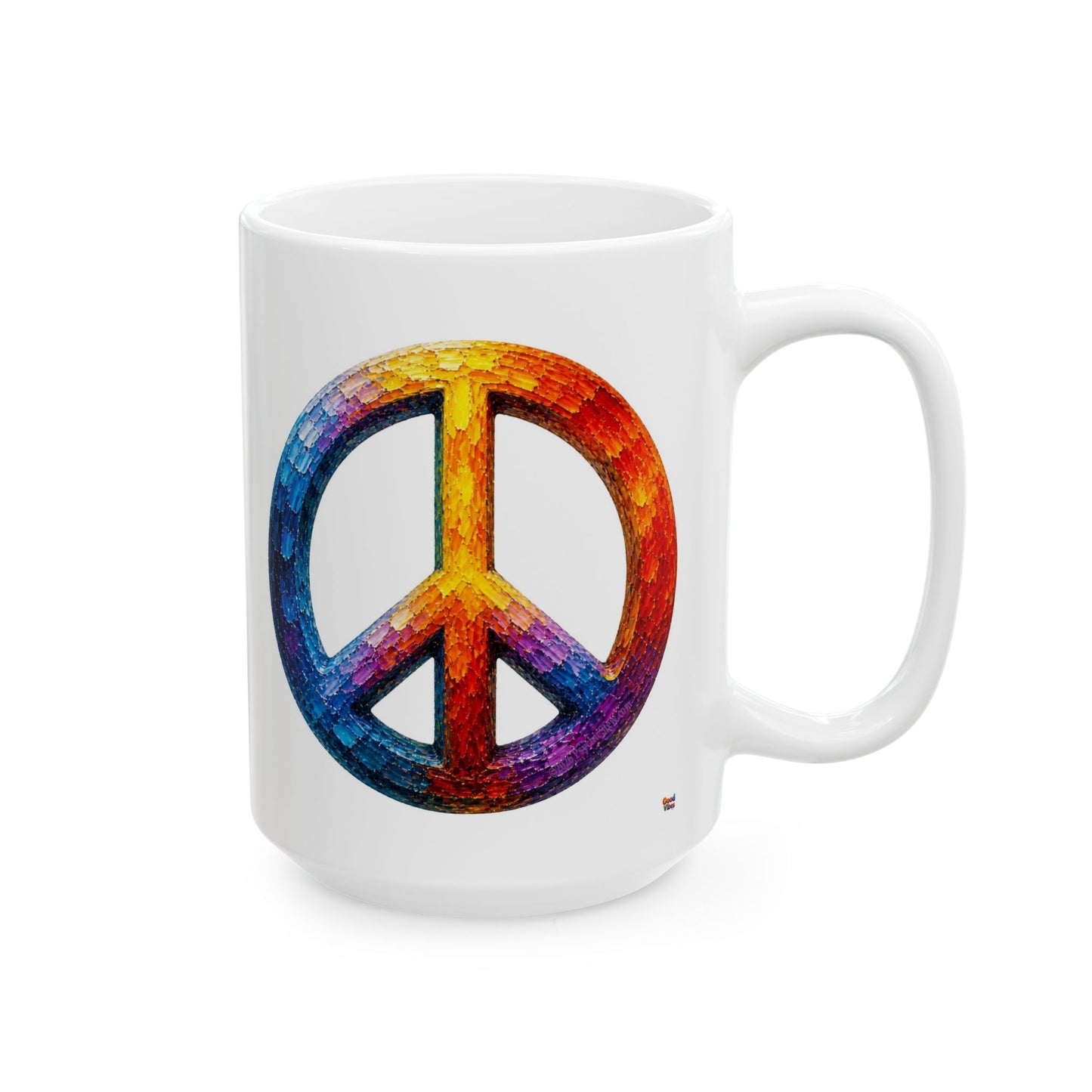 Good Vibes Painted Peace Mug | Ceramic Coffee Mug 11oz. | 15oz.