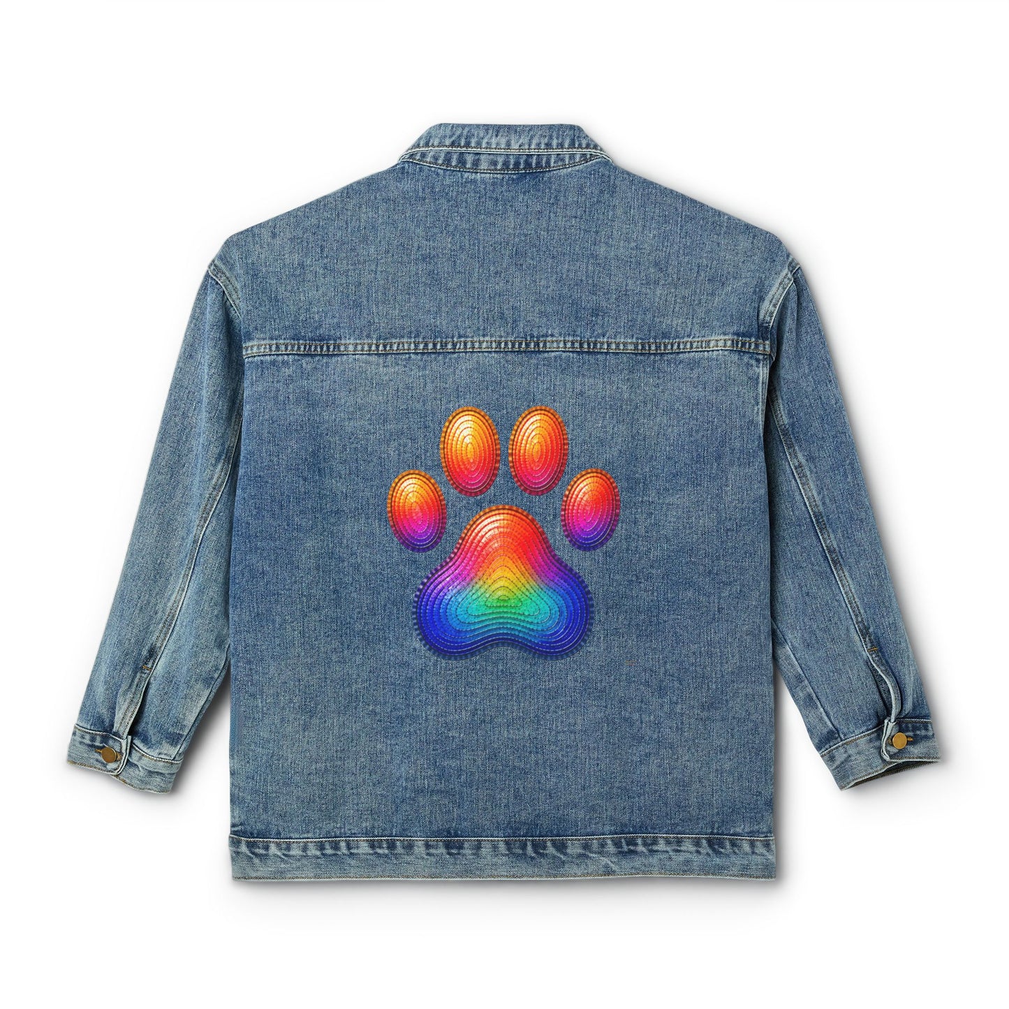 Women's Original Oversized Denim Jacket with Paw Print Back Graphic | Psychic Stew