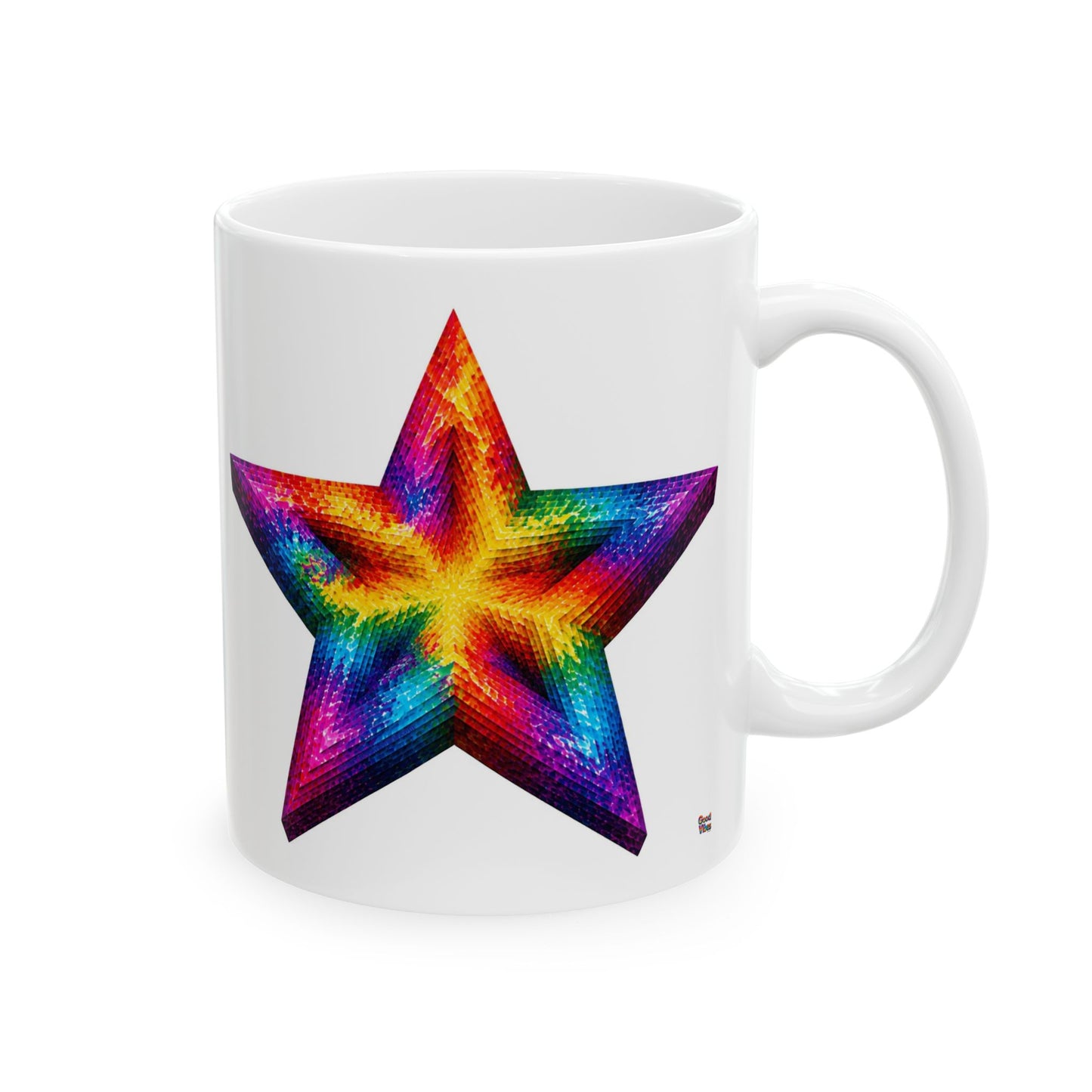 Good Vibes Tie-Dye Star Mug | Ceramic Coffee Mug 11oz. | 15oz.