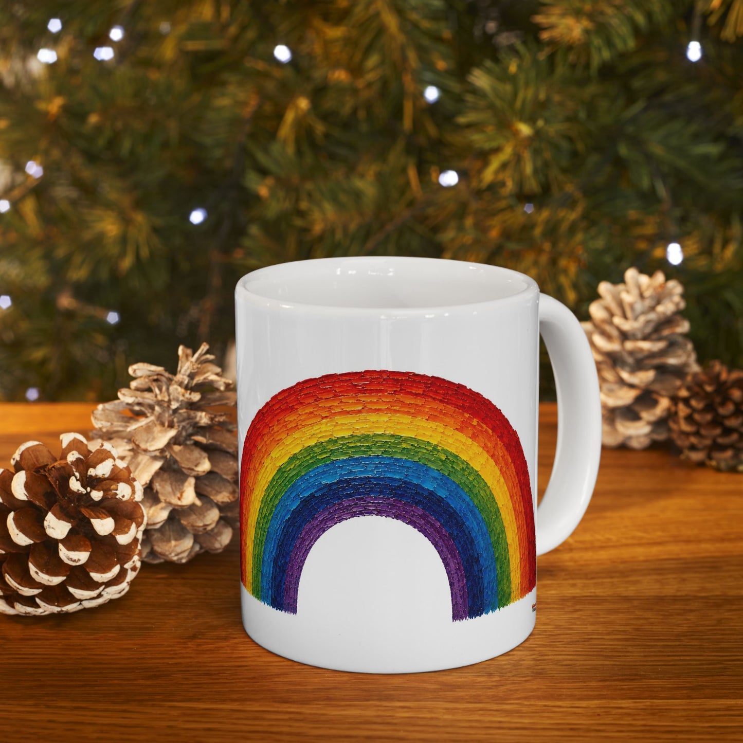 Good Vibes Painted Rainbow Mug | Ceramic Coffee Mug 11oz. | 15oz.
