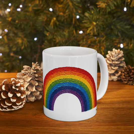 Good Vibes Painted Rainbow Mug | Ceramic Coffee Mug 11oz. | 15oz.