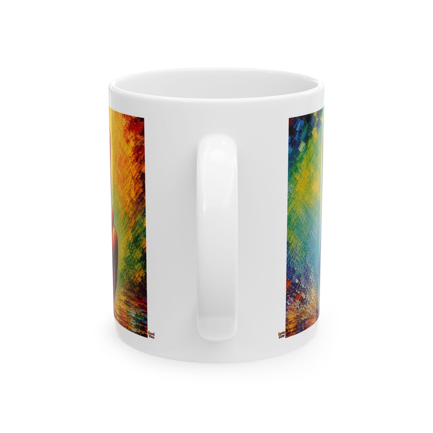 Good Vibes Painted Peace Sign Mug | Ceramic Coffee Mug 11oz. | 15oz.