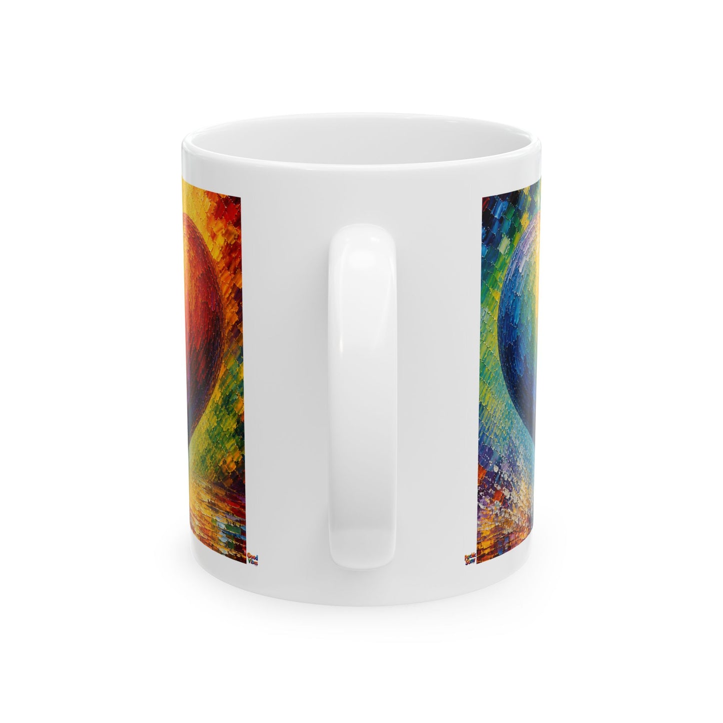 Good Vibes Painted Picturesque Heart Mug | Ceramic Coffee Mug 11oz. | 15oz.