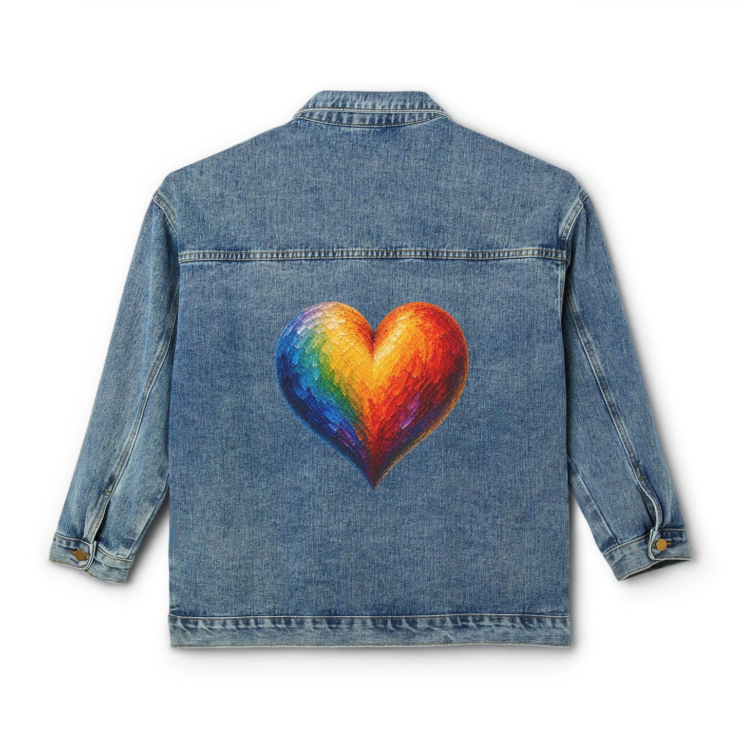 Women's Original Oversized Denim Jacket with Painted Heart Back Graphic | Psychic Stew