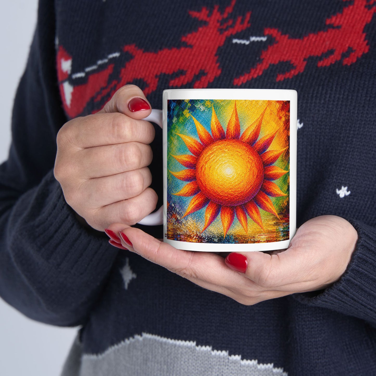Good Vibes Painted Sun Mug | Ceramic Coffee Mug 11oz. | 15oz.