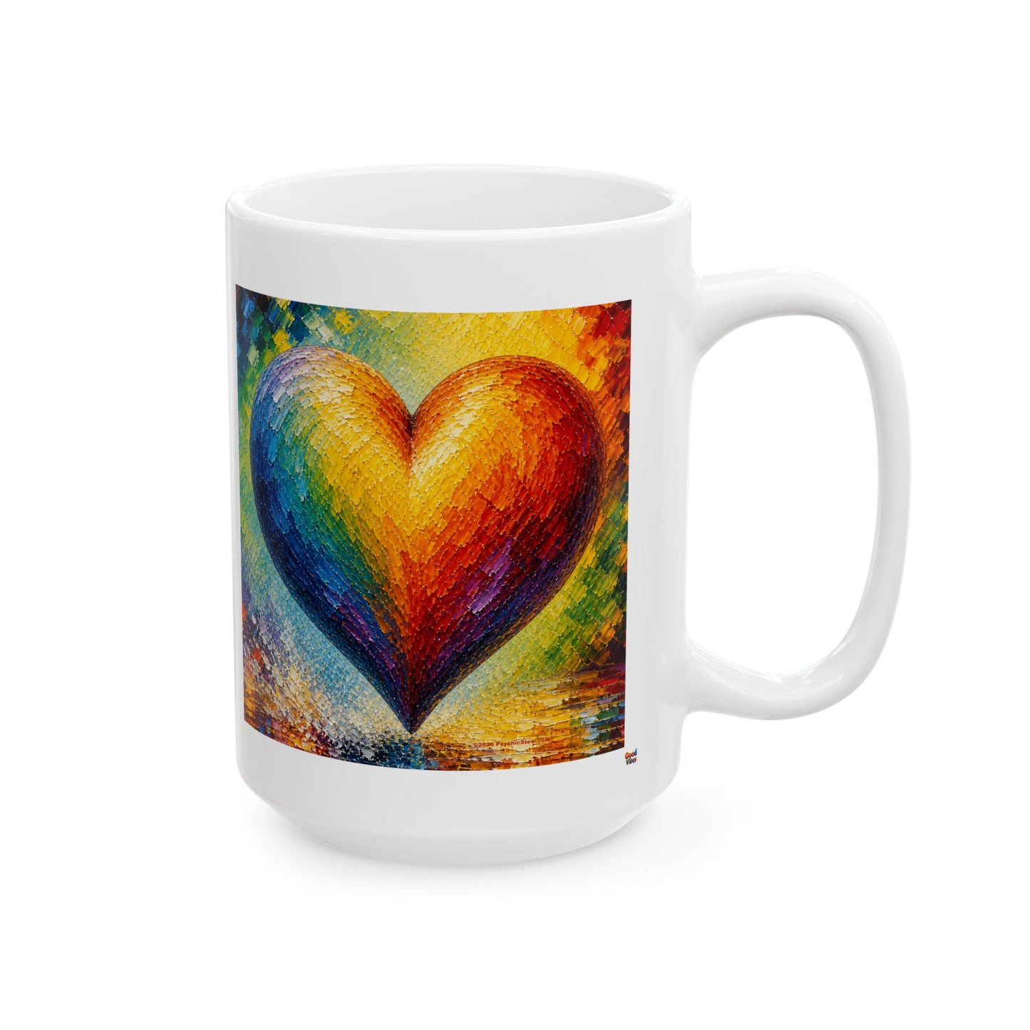 Good Vibes Painted Picturesque Heart Mug | Ceramic Coffee Mug 11oz. | 15oz.