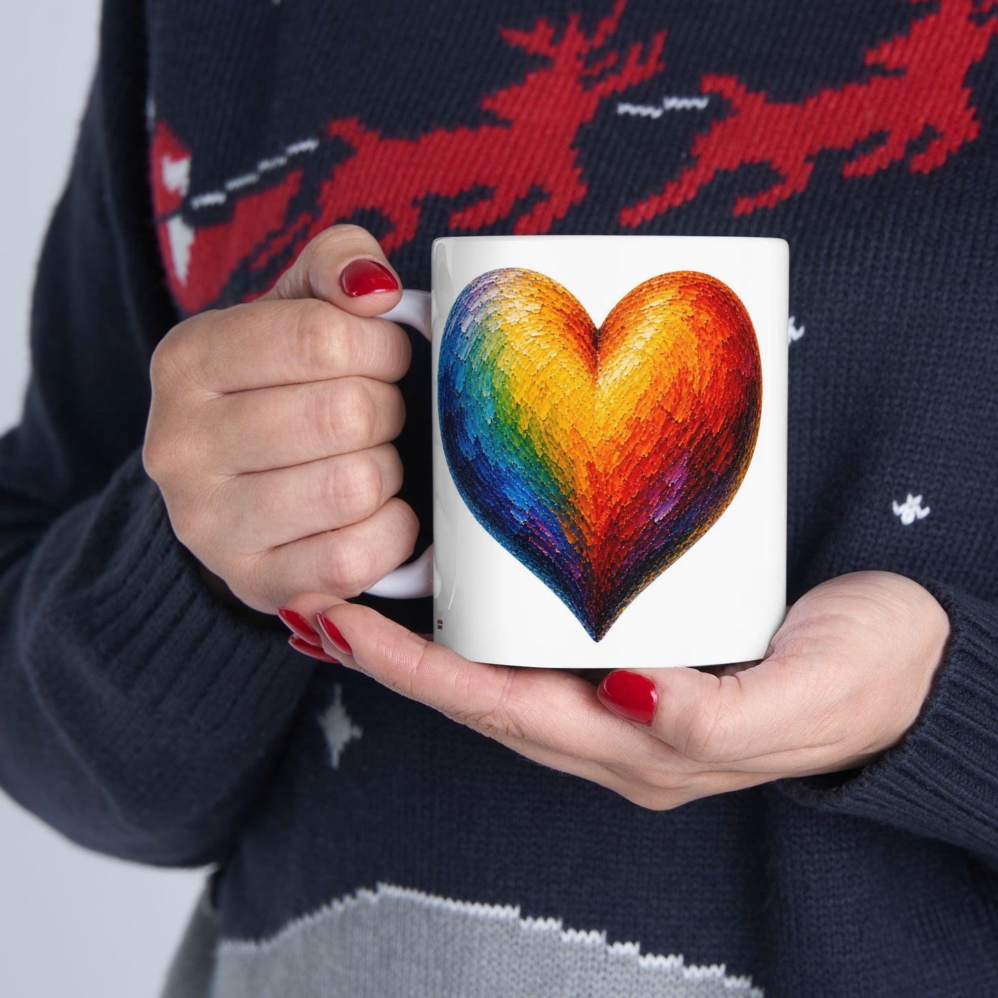Good Vibes Painted Heart Mug | Ceramic Coffee Mug 11oz. | 15oz.