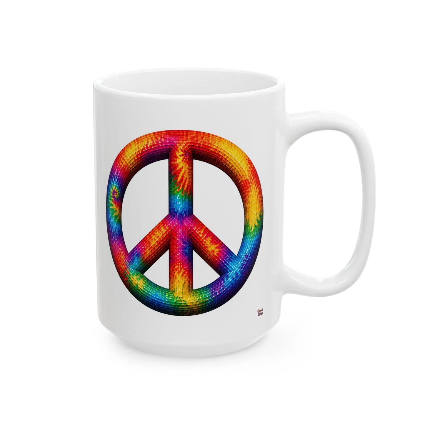 Good Vibes Tie-Dye Peace Mug | Ceramic Coffee Mug 11oz. | 15oz.