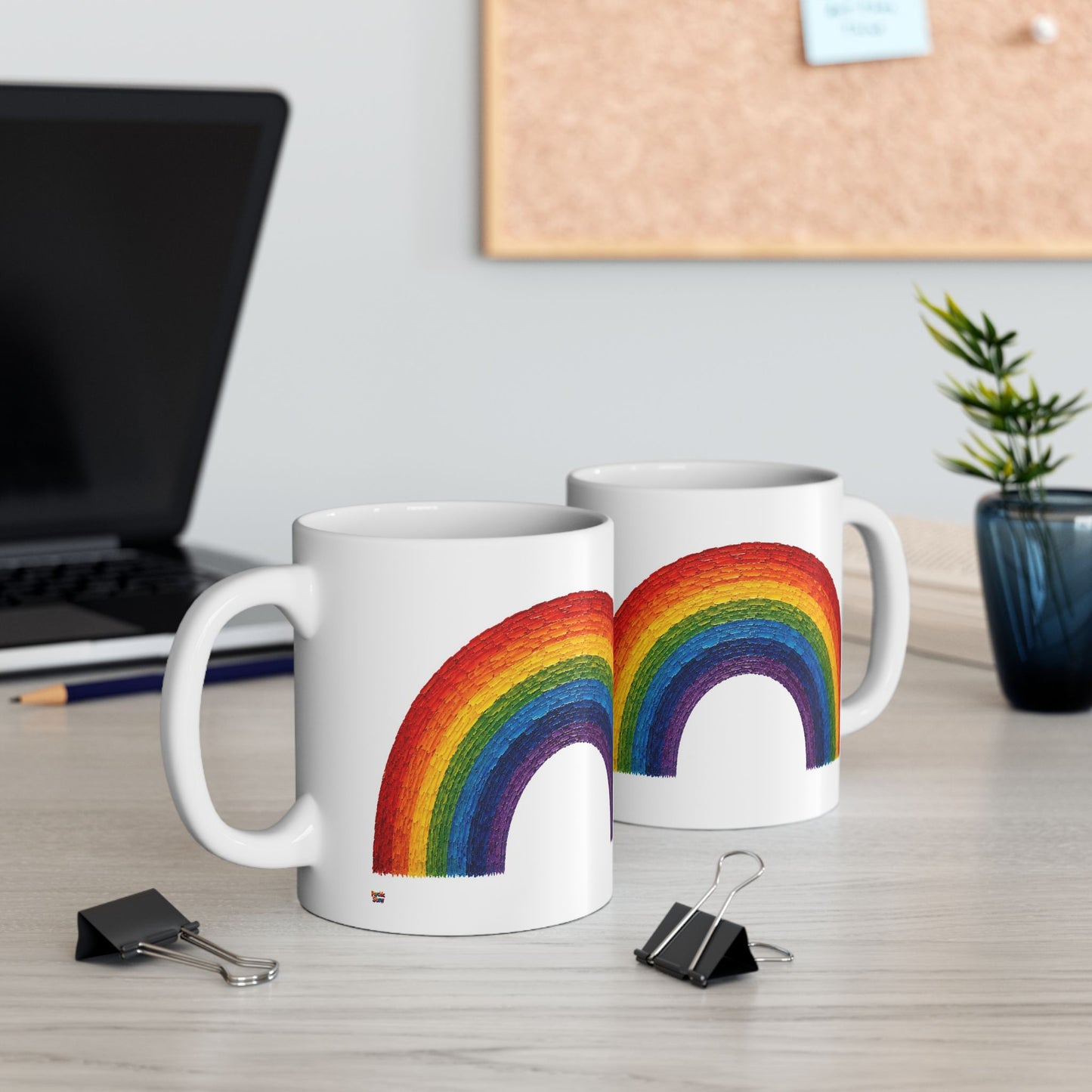 Good Vibes Painted Rainbow Mug | Ceramic Coffee Mug 11oz. | 15oz.
