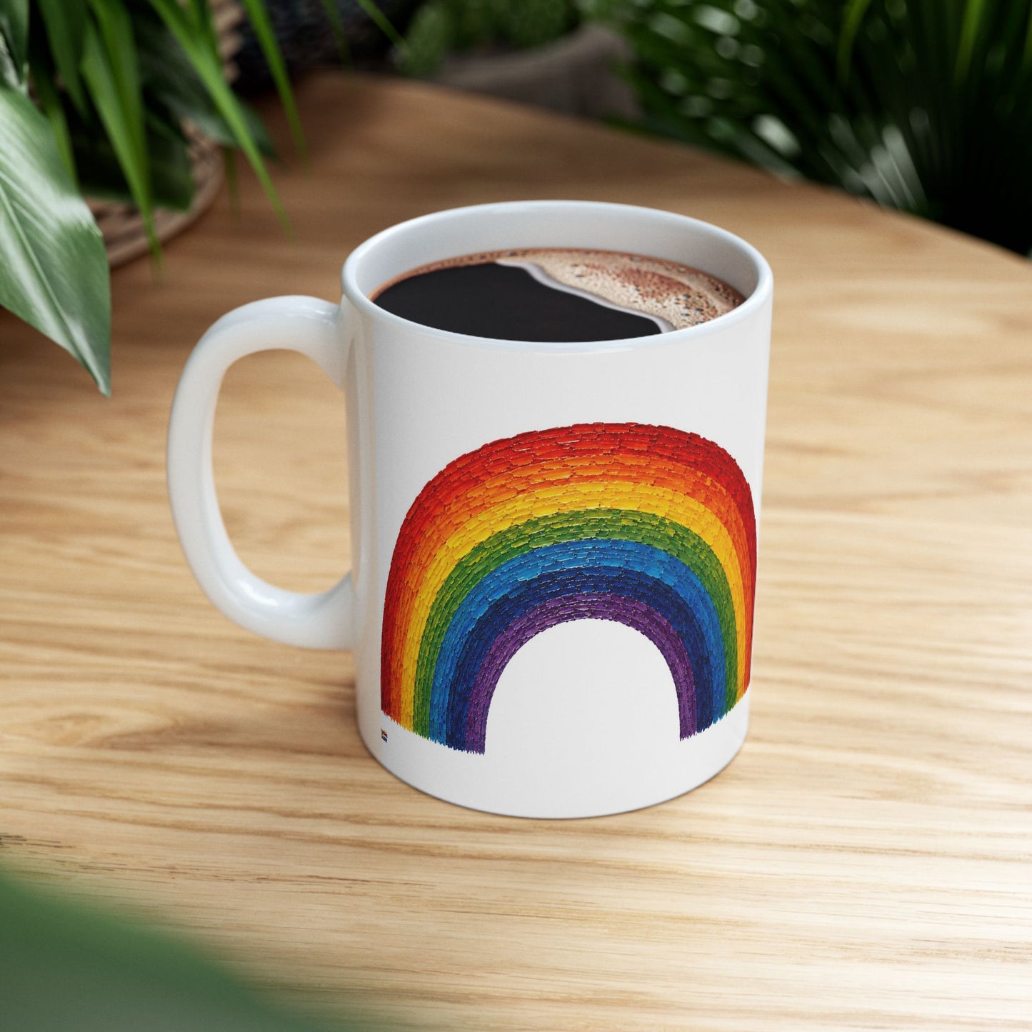 Good Vibes Painted Rainbow Mug | Ceramic Coffee Mug 11oz. | 15oz.