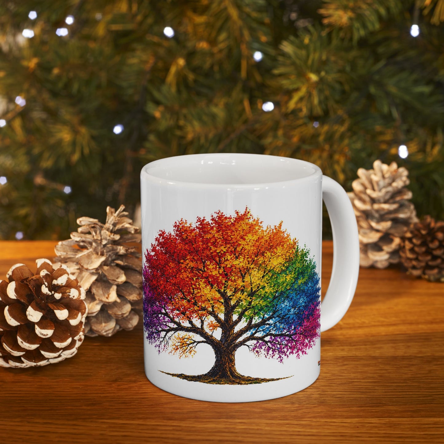 Good Vibes Painted Tree Mug | Ceramic Coffee Mug 11oz. | 15oz.
