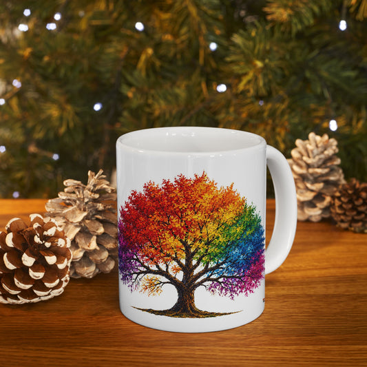 Good Vibes Painted Tree Mug | Ceramic Coffee Mug 11oz. | 15oz.