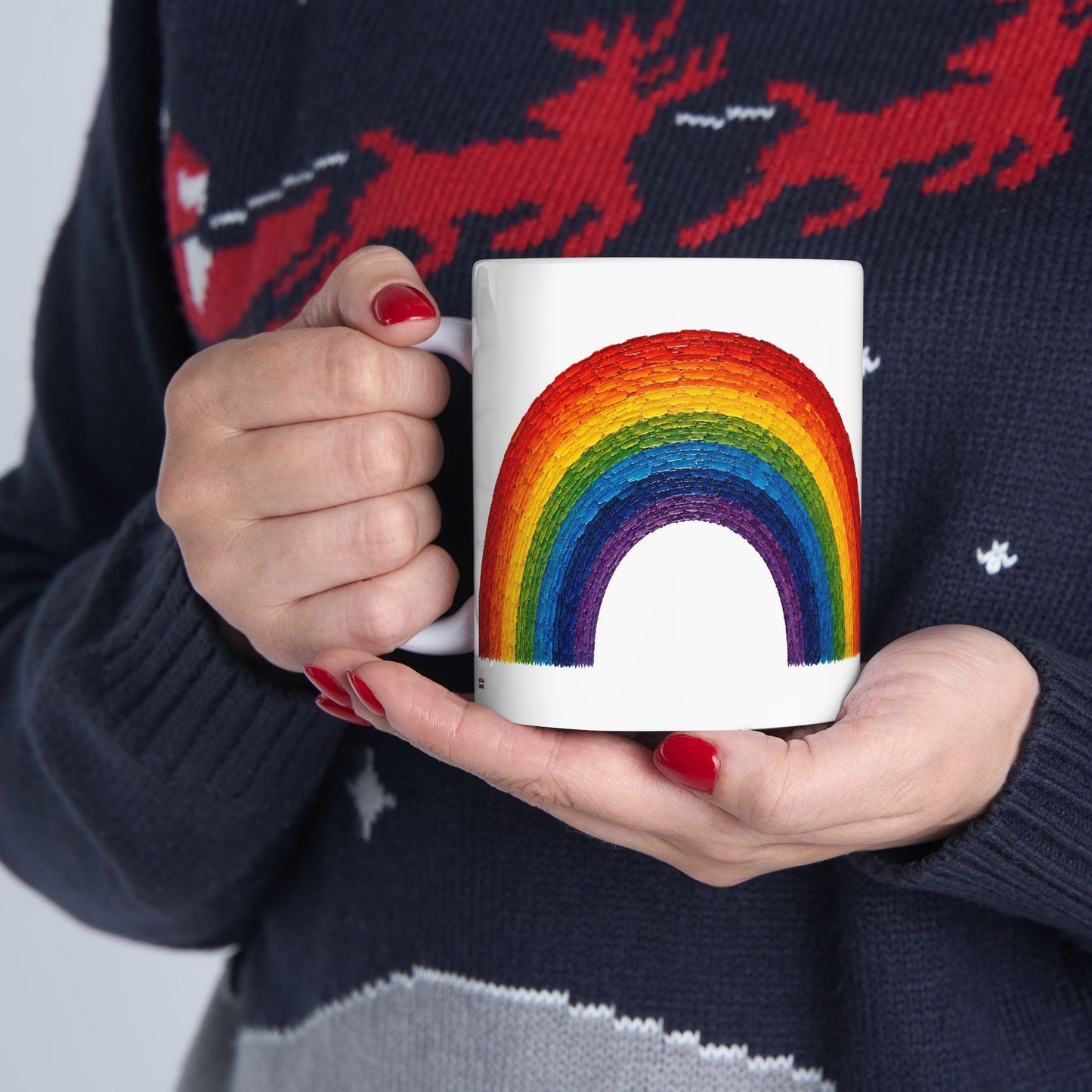 Good Vibes Painted Rainbow Mug | Ceramic Coffee Mug 11oz. | 15oz.