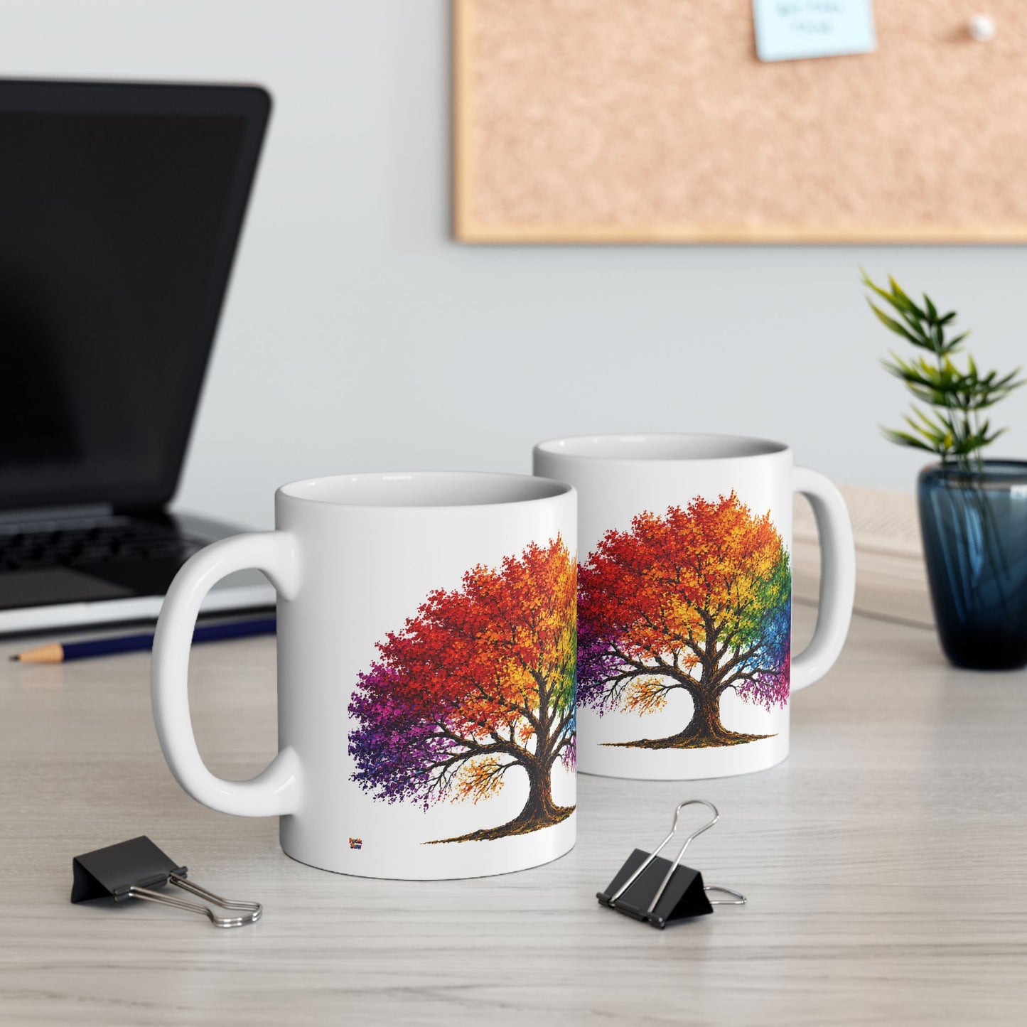 Good Vibes Painted Tree Mug | Ceramic Coffee Mug 11oz. | 15oz.