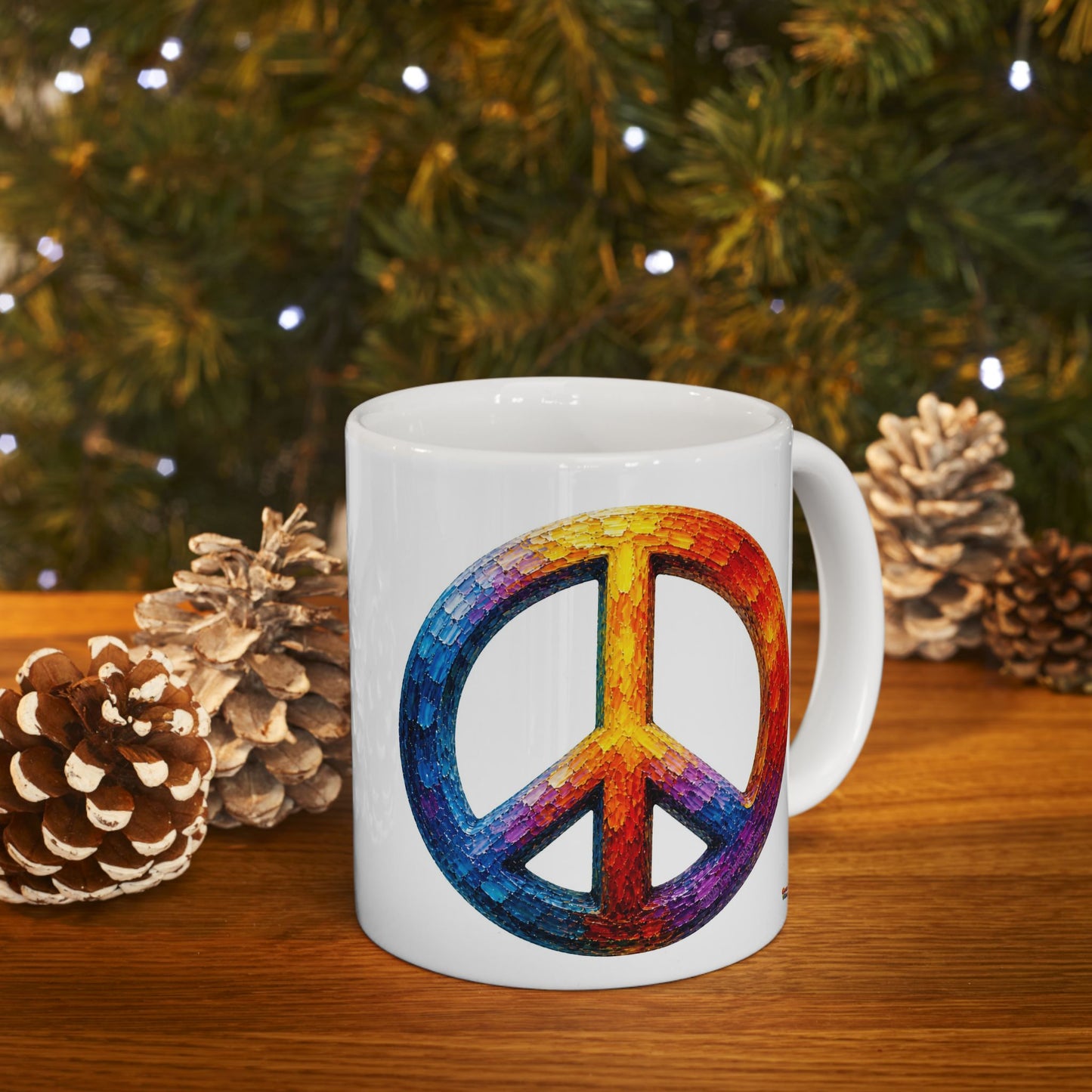 Good Vibes Painted Peace Mug | Ceramic Coffee Mug 11oz. | 15oz.