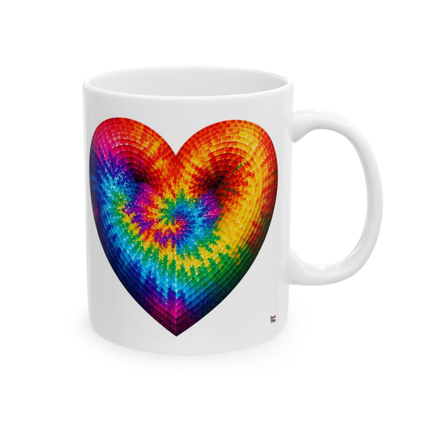 Good Vibes Tie-Dye Heart Mug | Ceramic Coffee Mug 11oz. | 15oz.
