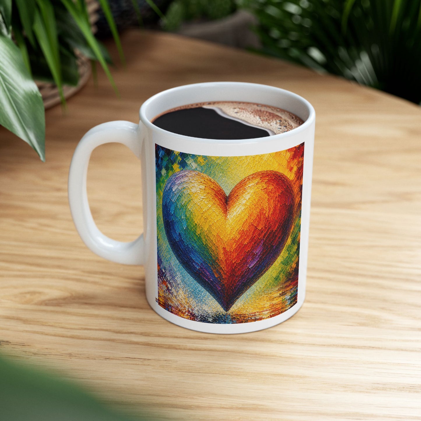 Good Vibes Painted Picturesque Heart Mug | Ceramic Coffee Mug 11oz. | 15oz.