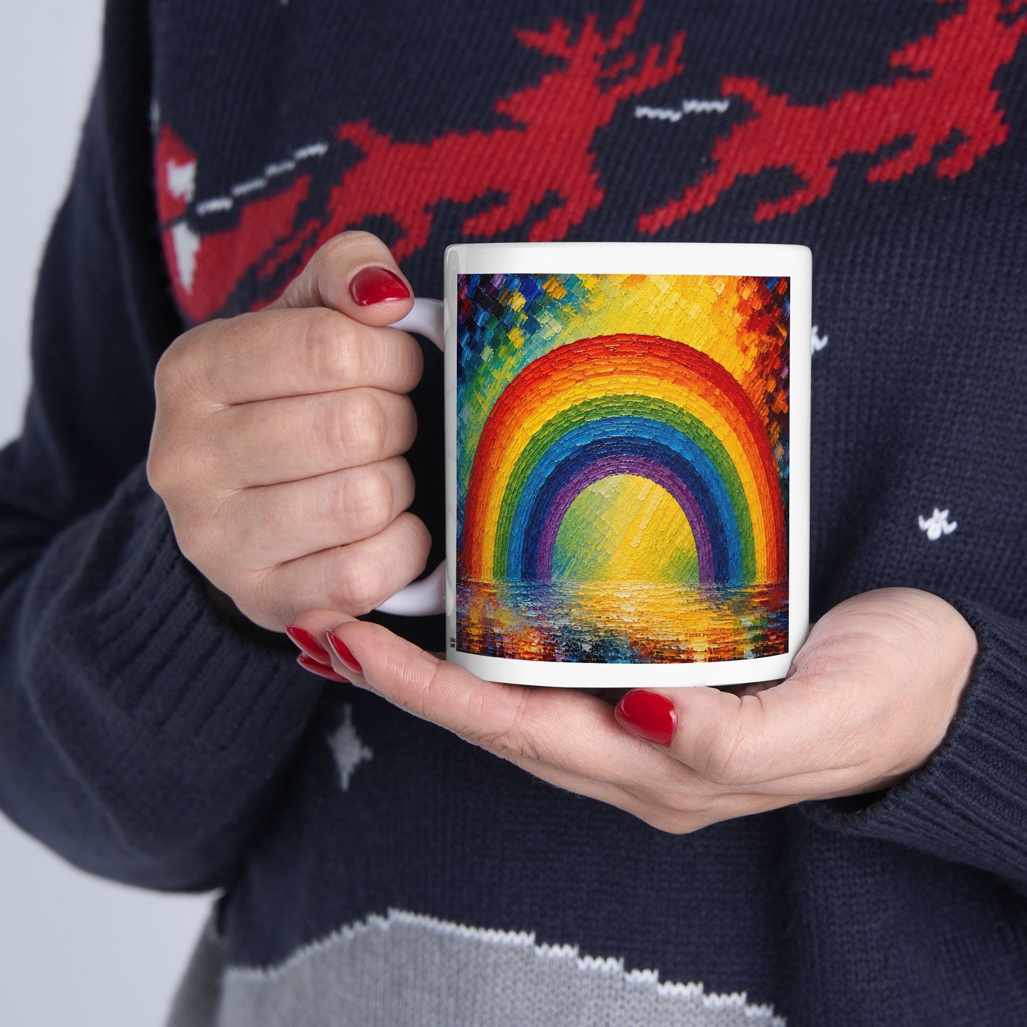 Good Vibes Painted Picturesque Rainbow Mug | Ceramic Coffee Mug 11oz. | 15oz.