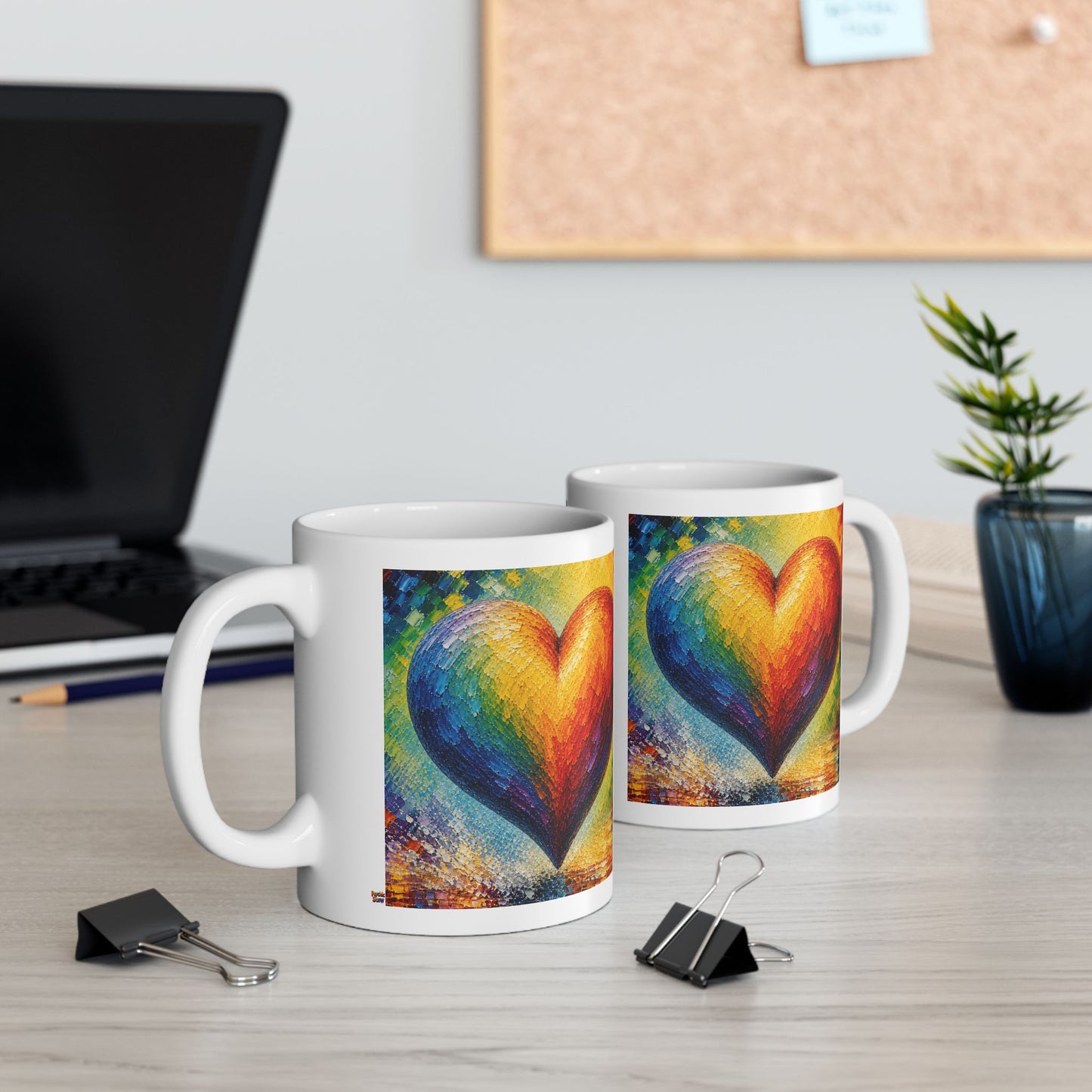Good Vibes Painted Picturesque Heart Mug | Ceramic Coffee Mug 11oz. | 15oz.