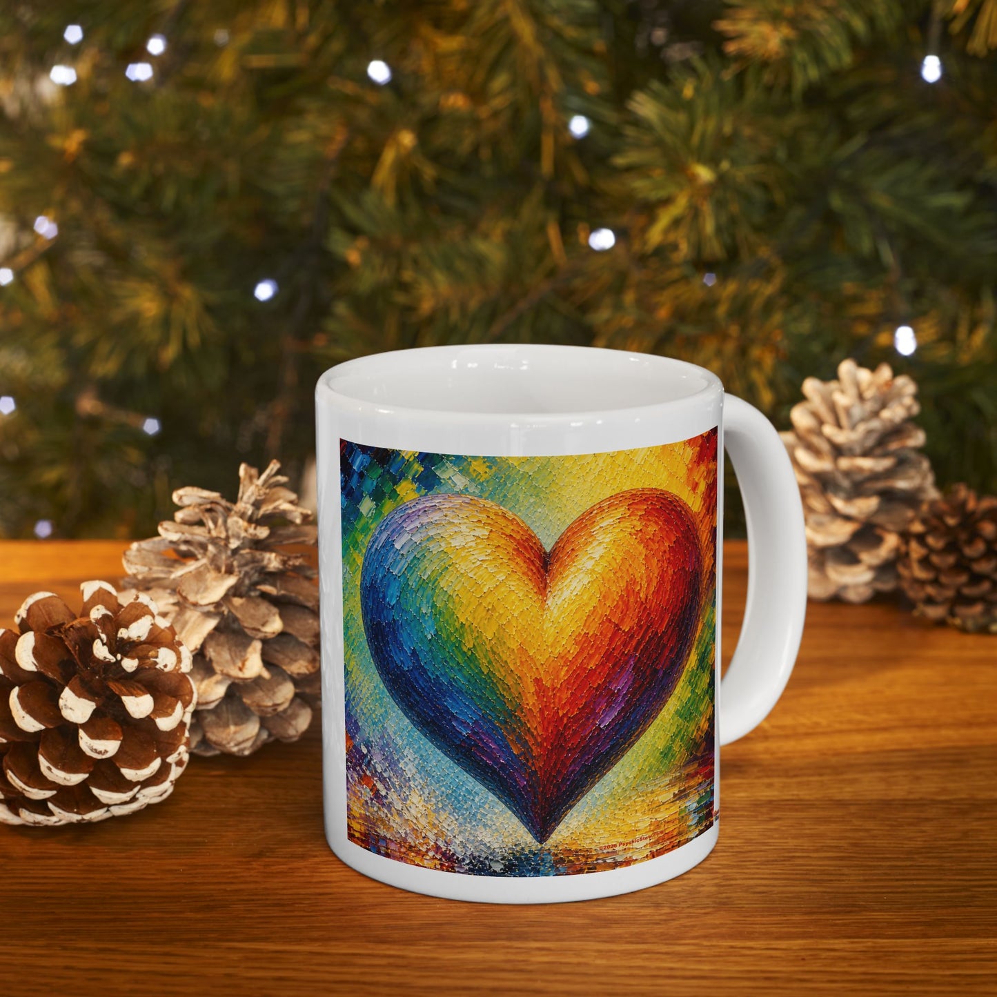 Good Vibes Painted Picturesque Heart Mug | Ceramic Coffee Mug 11oz. | 15oz.