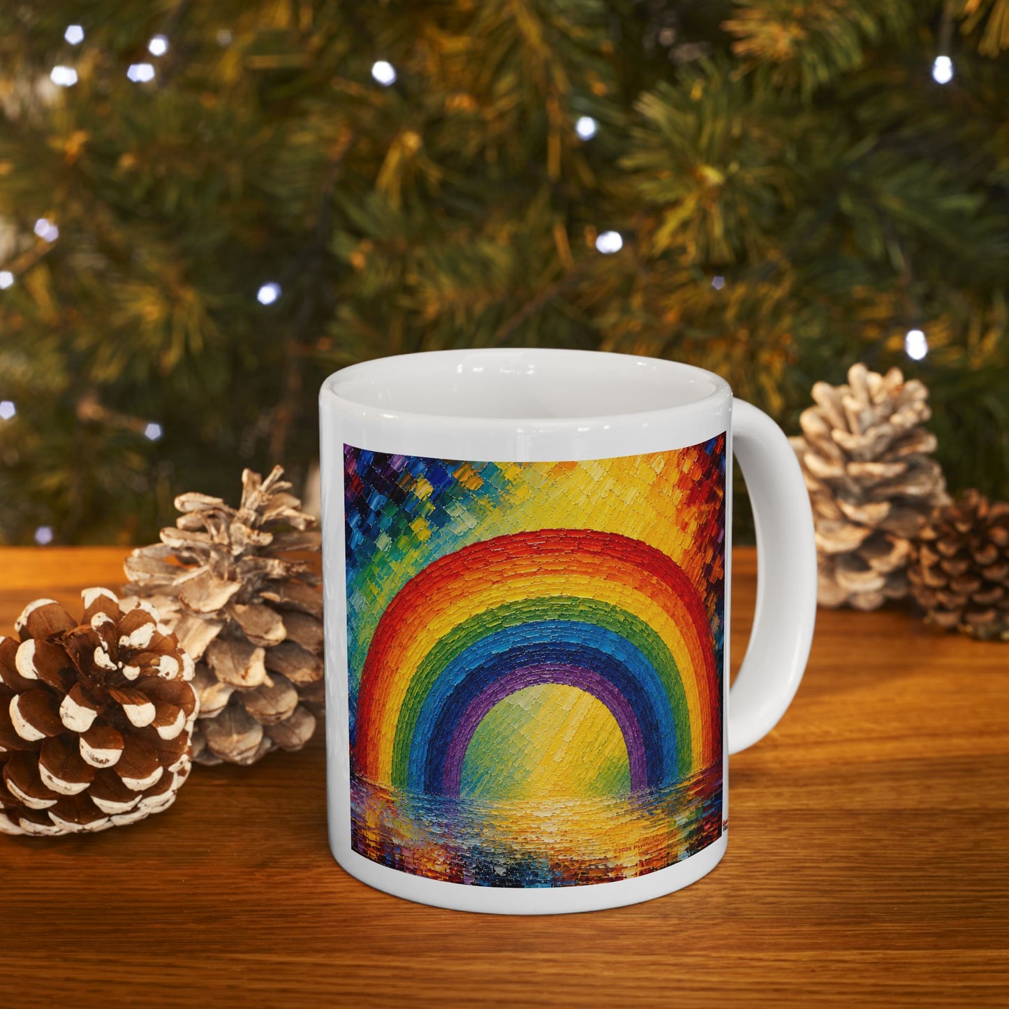 Good Vibes Painted Picturesque Rainbow Mug | Ceramic Coffee Mug 11oz. | 15oz.