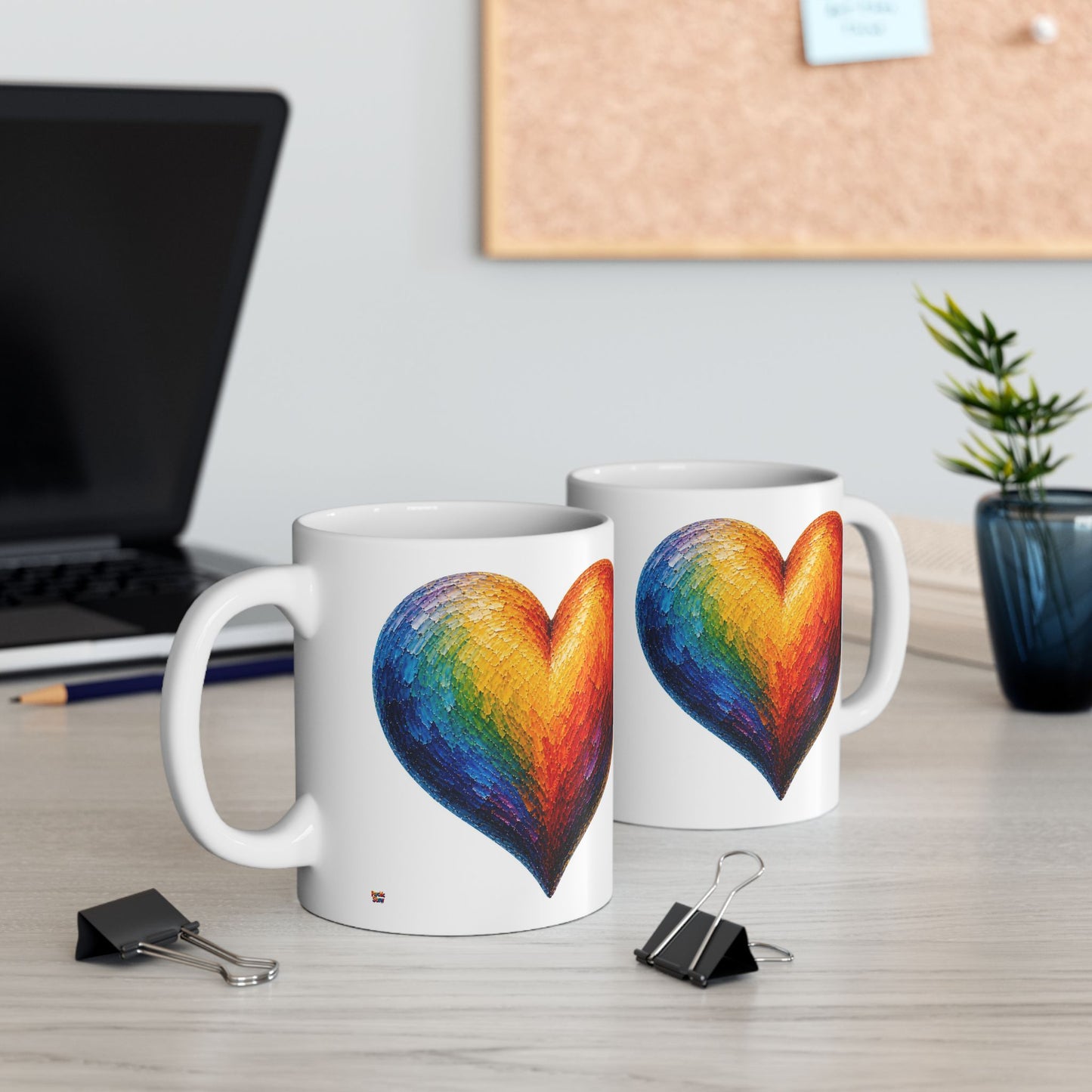 Good Vibes Painted Heart Mug | Ceramic Coffee Mug 11oz. | 15oz.