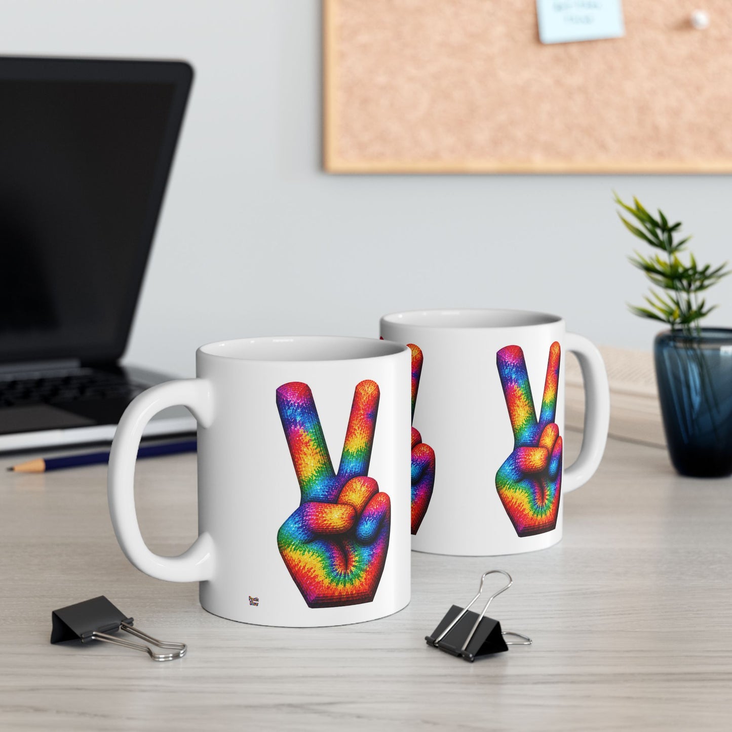 Good Vibes Tie-Dye Peace Sign Mug | Ceramic Coffee Mug 11oz. | 15oz.