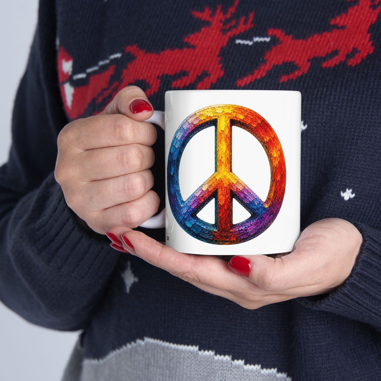 Good Vibes Painted Peace Mug | Ceramic Coffee Mug 11oz. | 15oz.