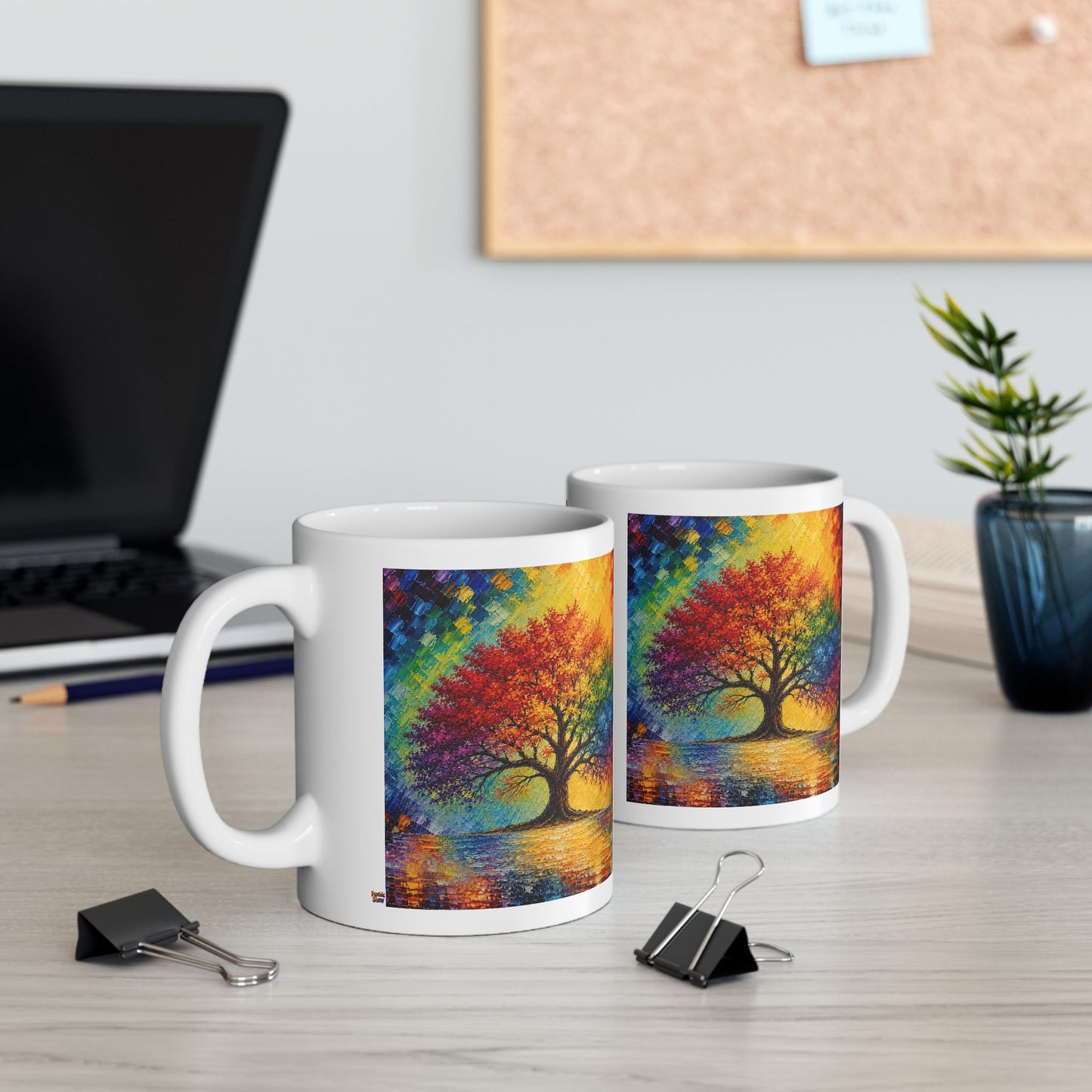 Good Vibes Painted Picturesque Tree Mug | Ceramic Coffee Mug 11oz. | 15oz.
