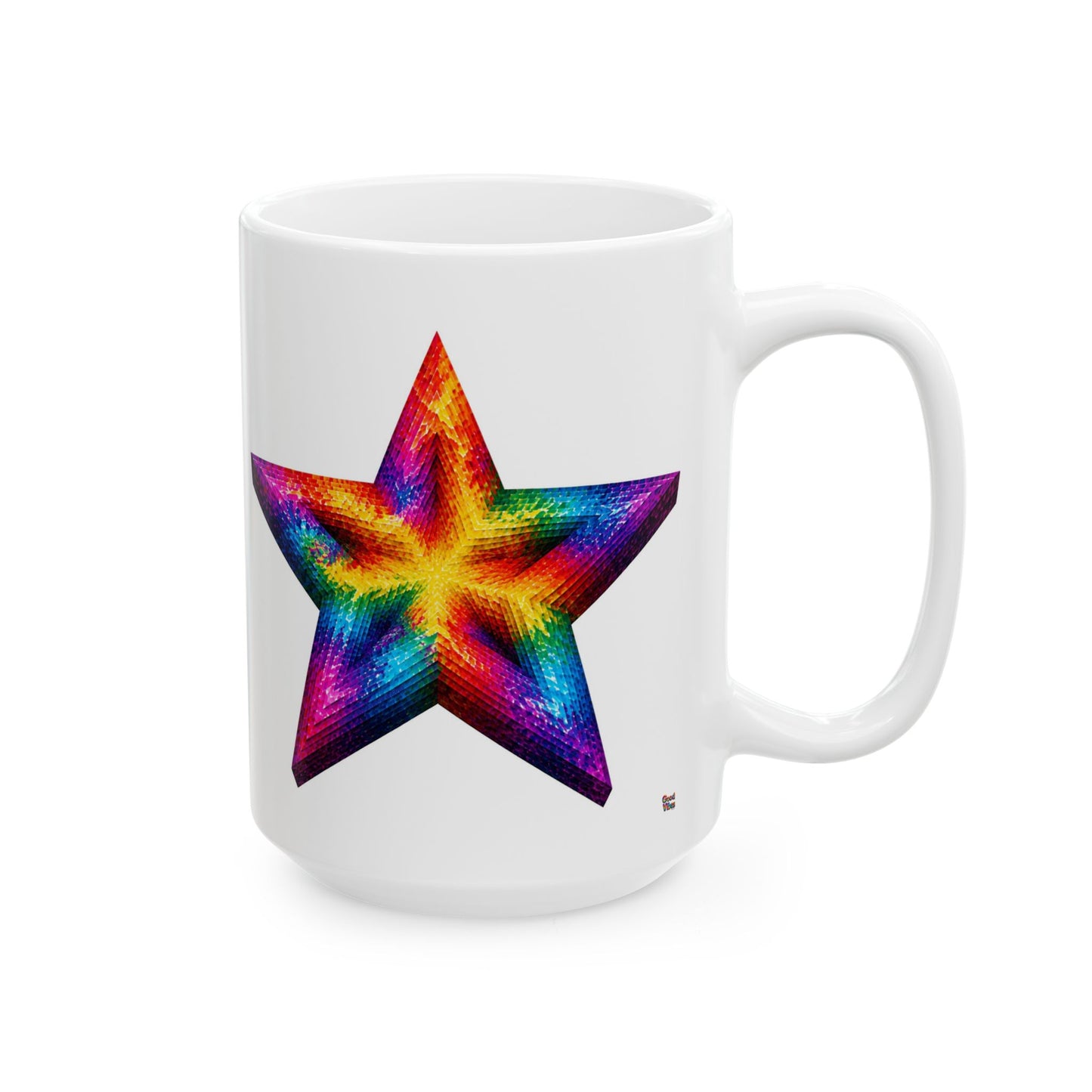 Good Vibes Tie-Dye Star Mug | Ceramic Coffee Mug 11oz. | 15oz.