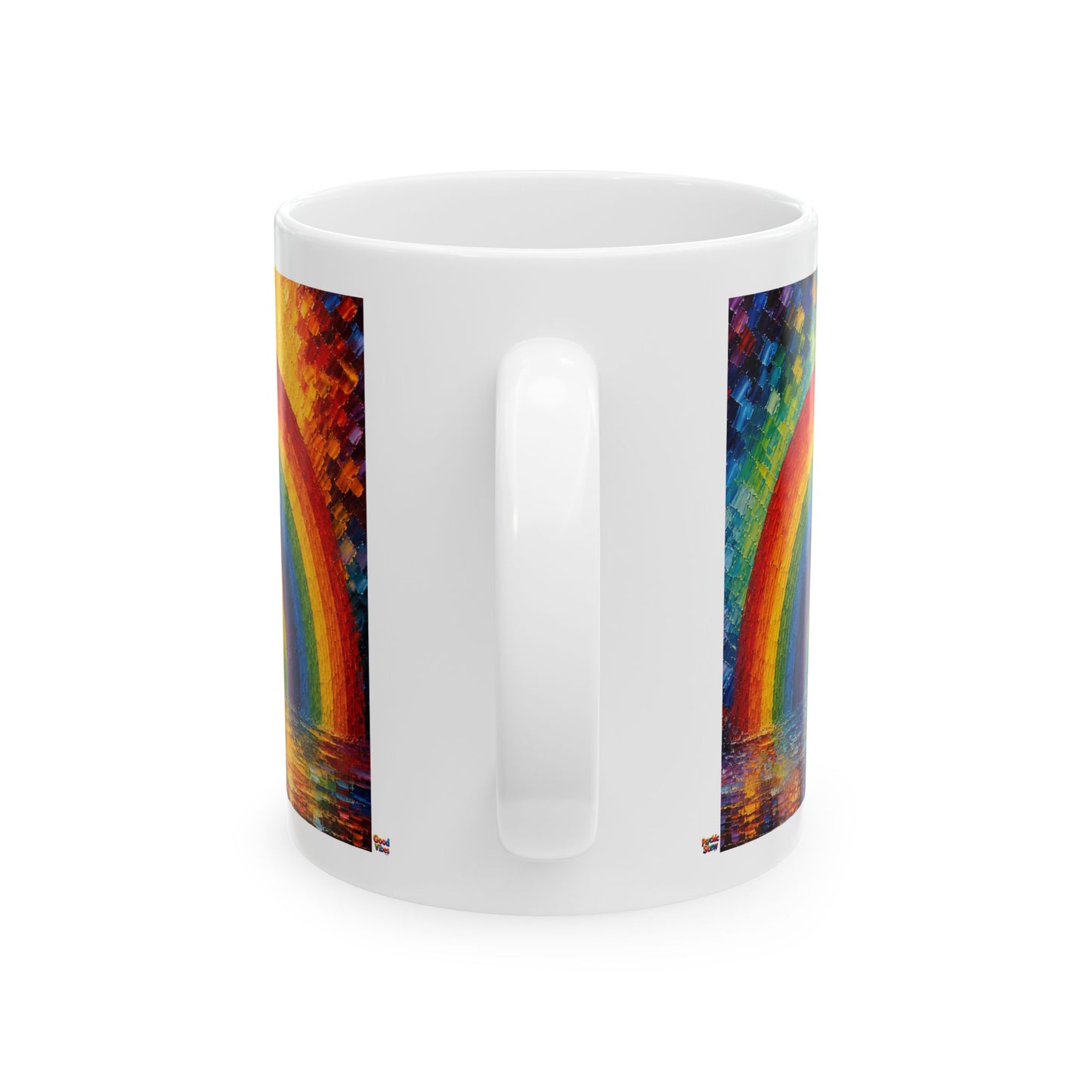 Good Vibes Painted Picturesque Rainbow Mug | Ceramic Coffee Mug 11oz. | 15oz.