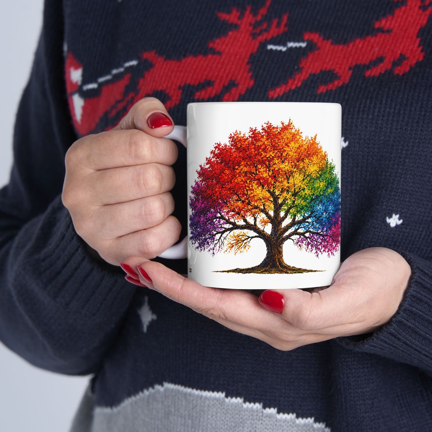 Good Vibes Painted Tree Mug | Ceramic Coffee Mug 11oz. | 15oz.