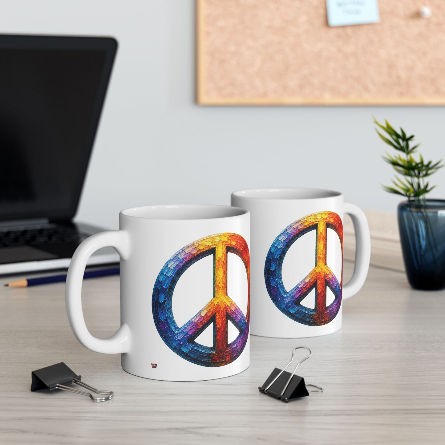 Good Vibes Painted Peace Mug | Ceramic Coffee Mug 11oz. | 15oz.