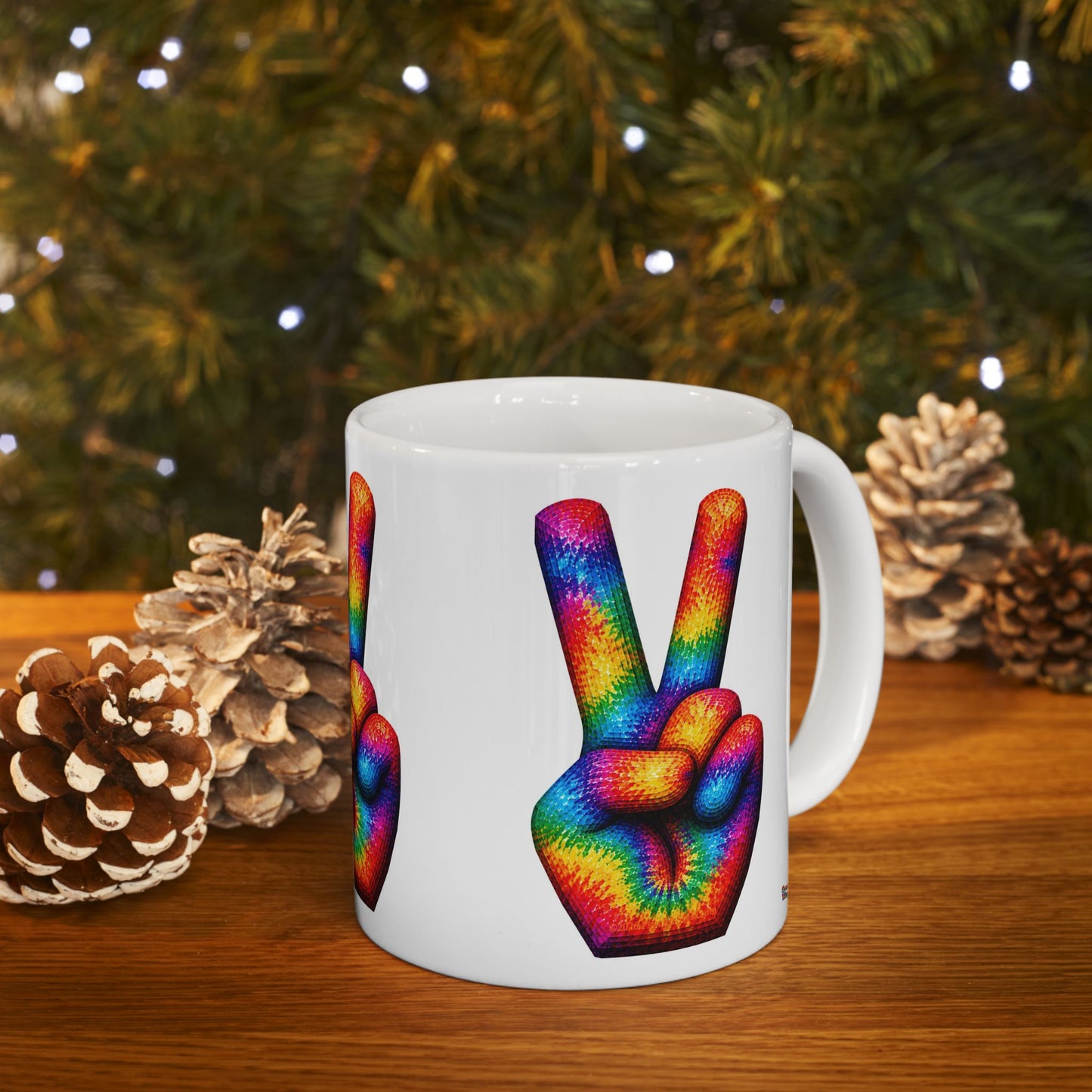 Good Vibes Tie-Dye Peace Sign Mug | Ceramic Coffee Mug 11oz. | 15oz.