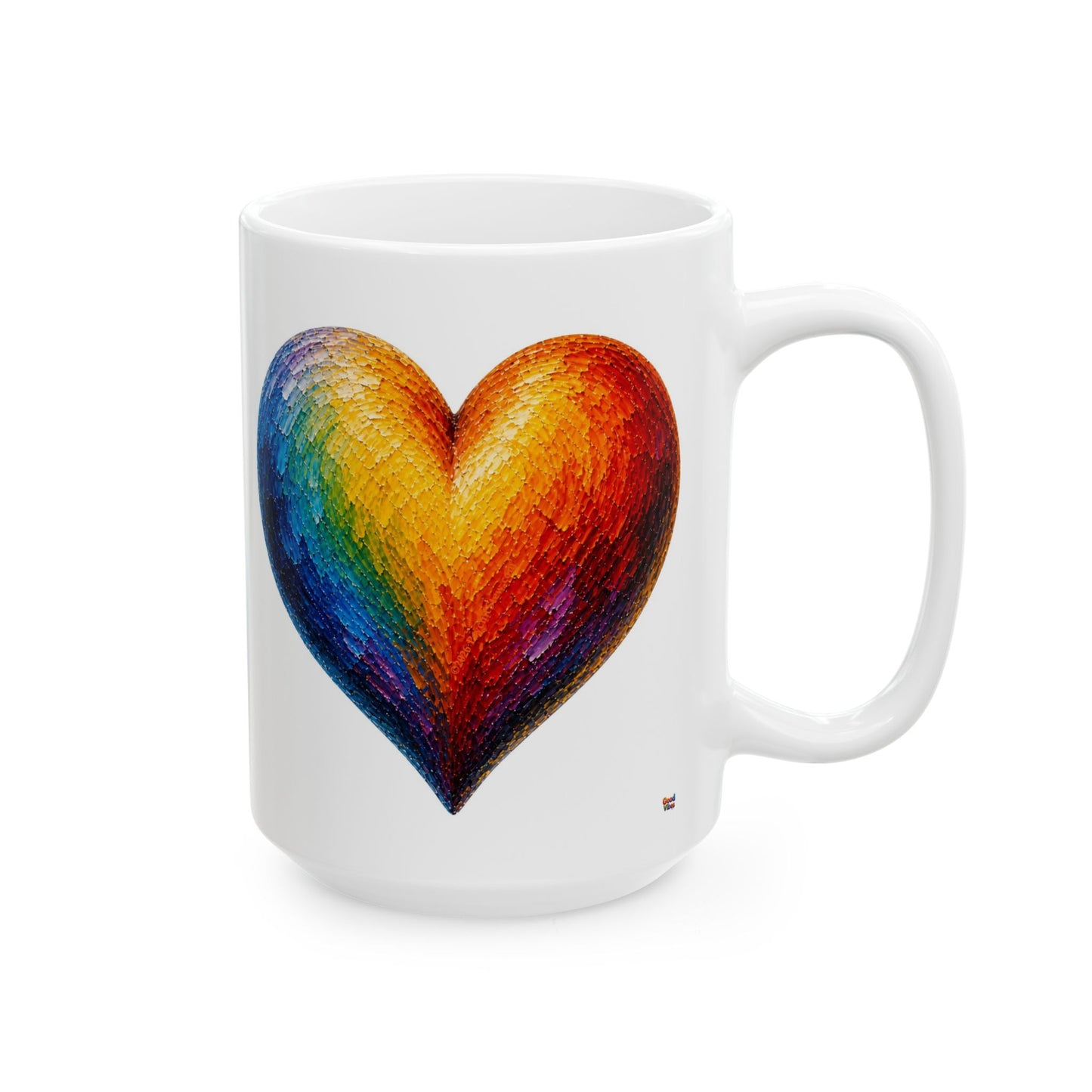 Good Vibes Painted Heart Mug | Ceramic Coffee Mug 11oz. | 15oz.
