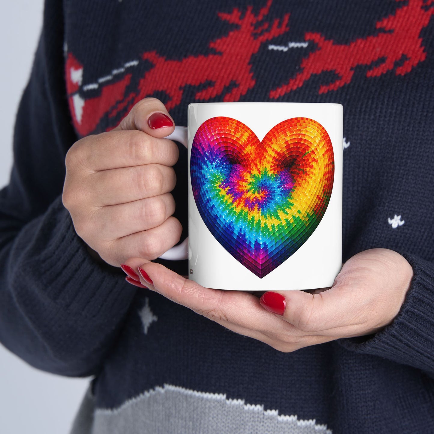 Good Vibes Tie-Dye Heart Mug | Ceramic Coffee Mug 11oz. | 15oz.