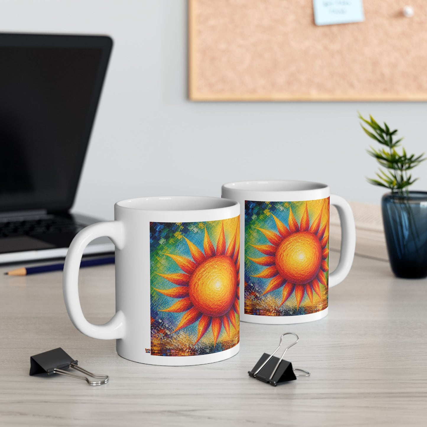 Good Vibes Painted Sun Mug | Ceramic Coffee Mug 11oz. | 15oz.