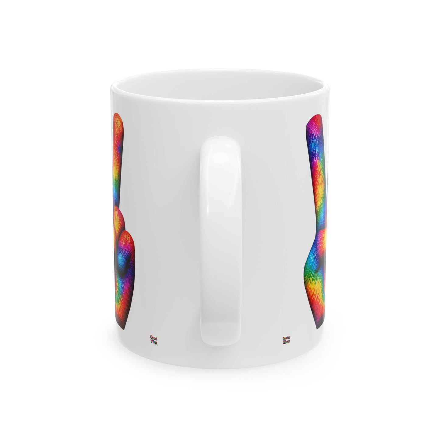 Good Vibes Tie-Dye Peace Sign Mug | Ceramic Coffee Mug 11oz. | 15oz.
