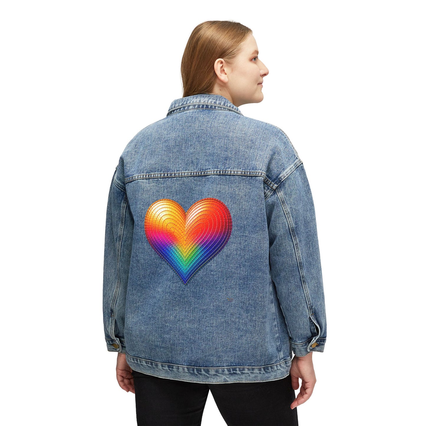 Women's Original Oversized Denim Jacket with Heart Back Graphic | Psychic Stew