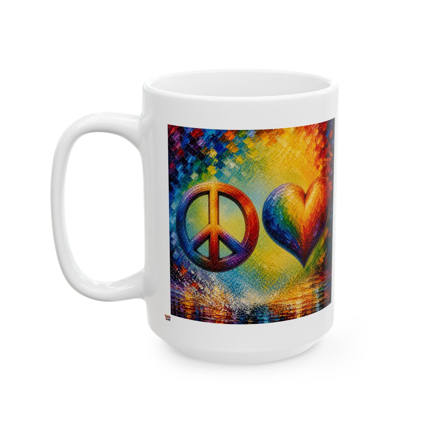 Good Vibes Painted Peace and Love Mug | Ceramic Coffee Mug 11oz. | 15oz.