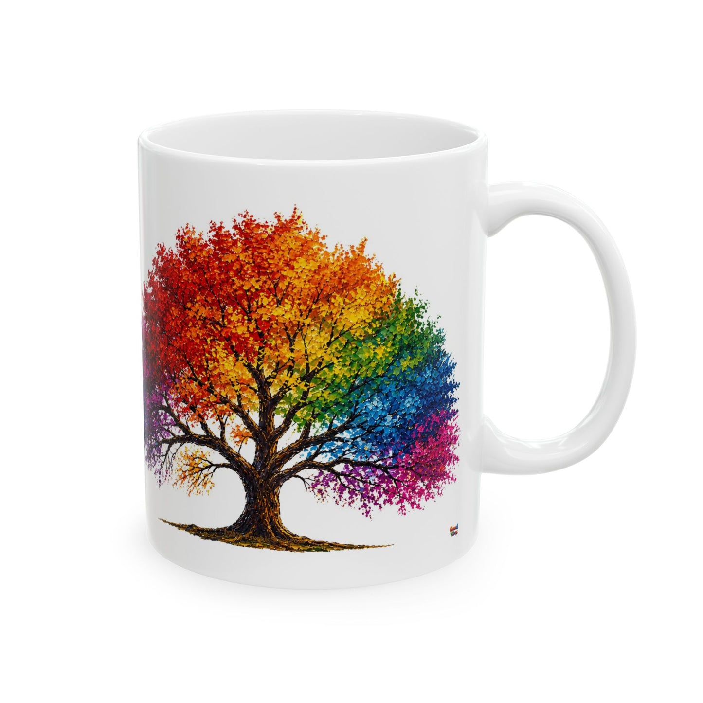 Good Vibes Painted Tree Mug | Ceramic Coffee Mug 11oz. | 15oz.
