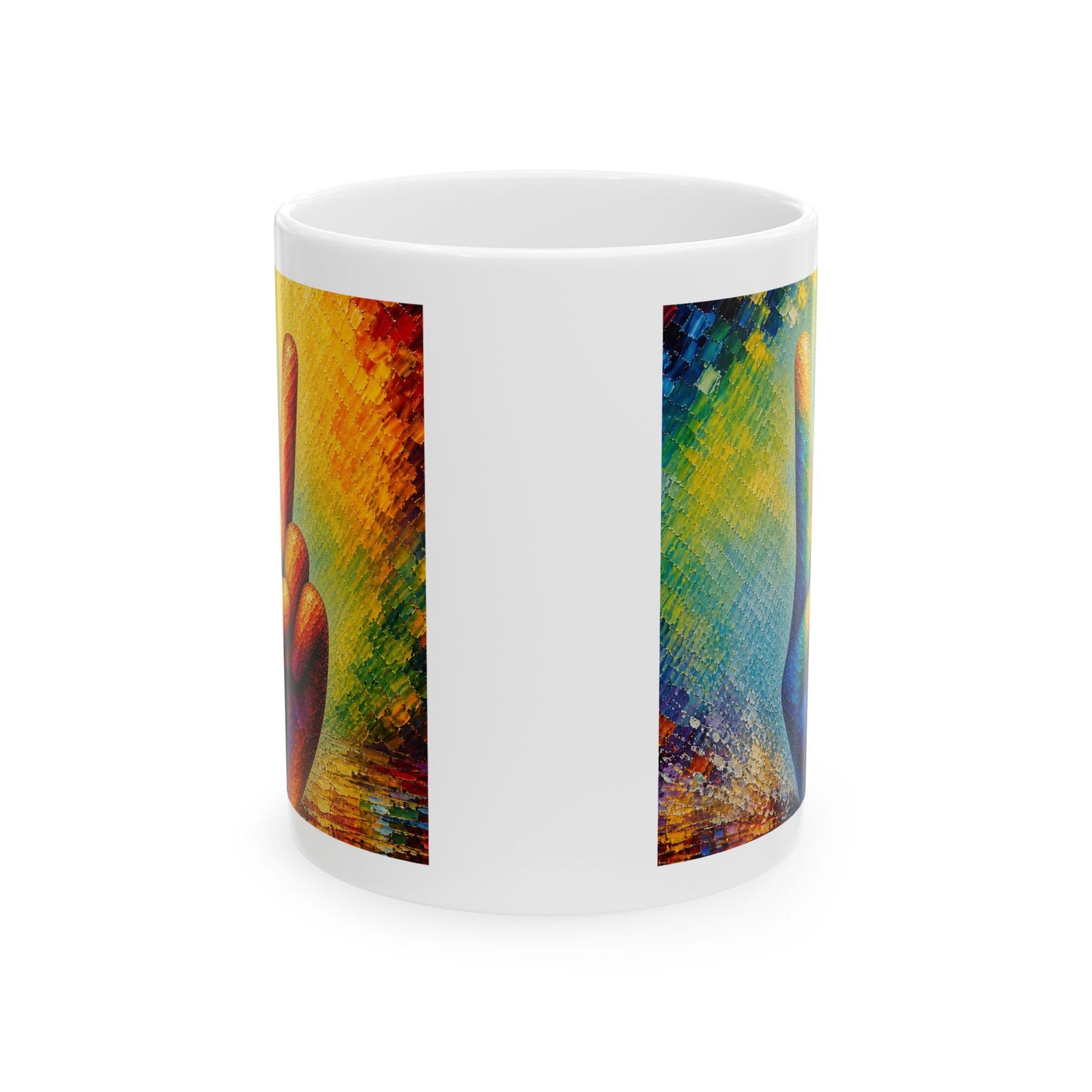 Good Vibes Painted Peace Sign Mug | Ceramic Coffee Mug 11oz. | 15oz.