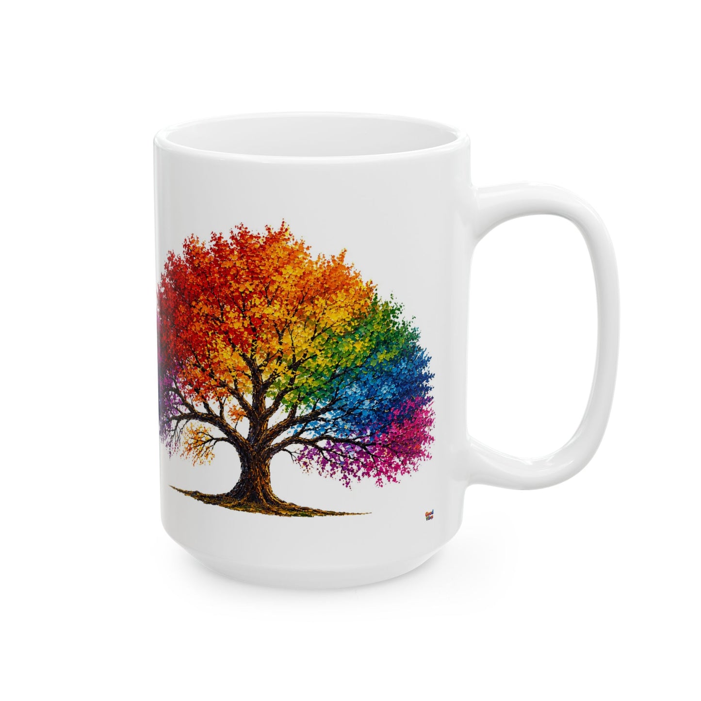 Good Vibes Painted Tree Mug | Ceramic Coffee Mug 11oz. | 15oz.