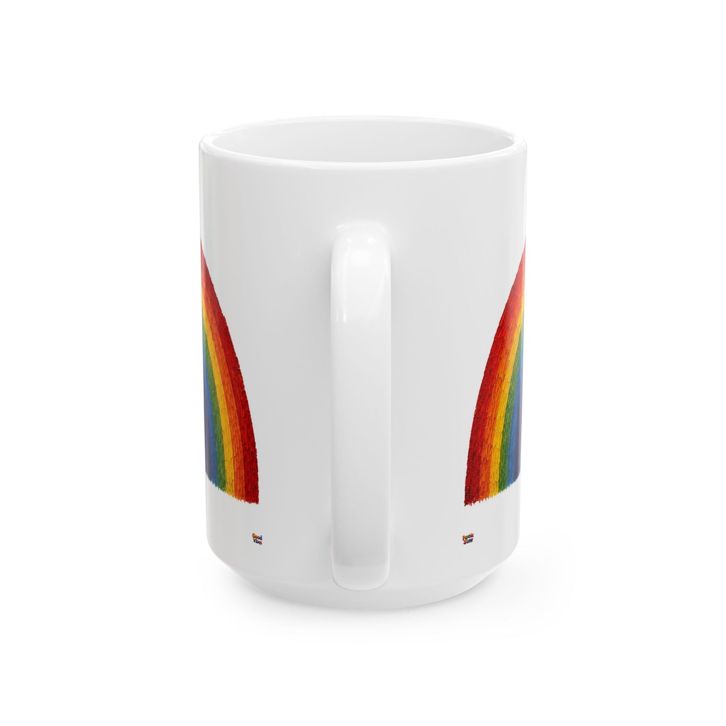 Good Vibes Painted Rainbow Mug | Ceramic Coffee Mug 11oz. | 15oz.