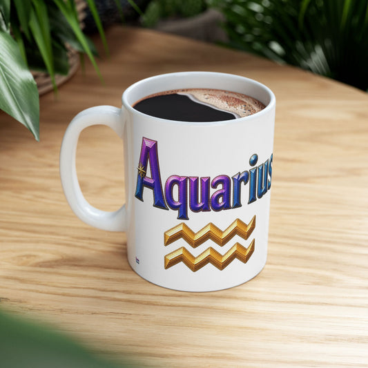 Aquarius Zodiac Mug | Ceramic Coffee Mug 11oz. | 15oz.