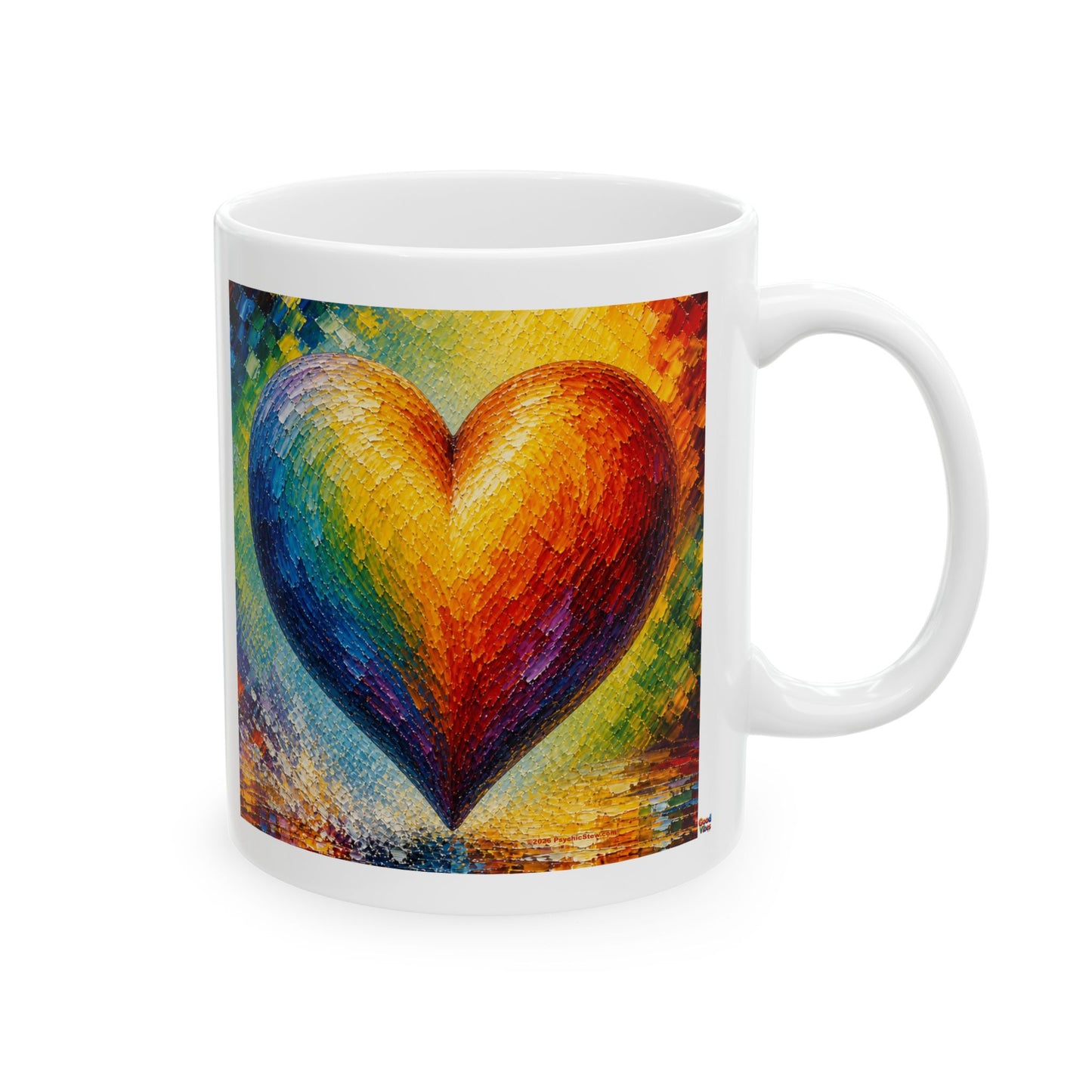 Good Vibes Painted Picturesque Heart Mug | Ceramic Coffee Mug 11oz. | 15oz.