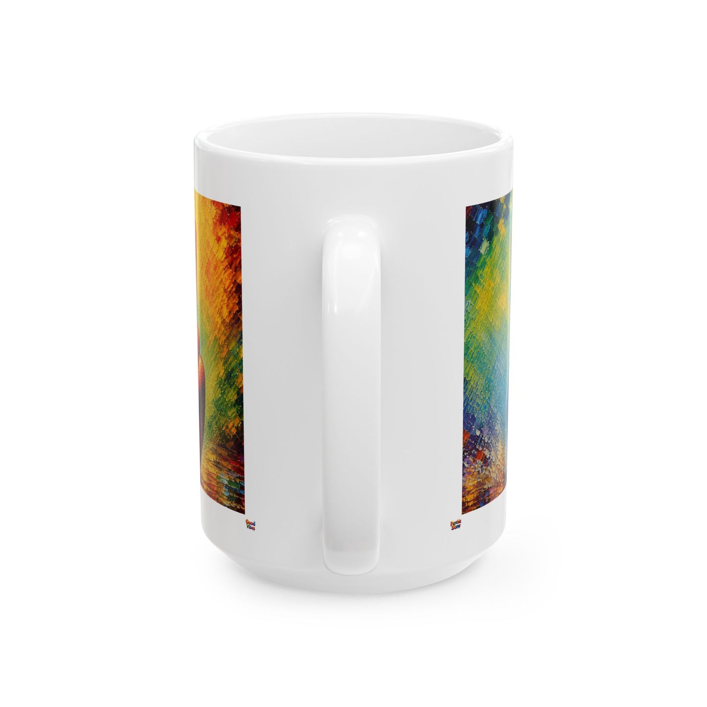 Good Vibes Painted Peace Sign Mug | Ceramic Coffee Mug 11oz. | 15oz.